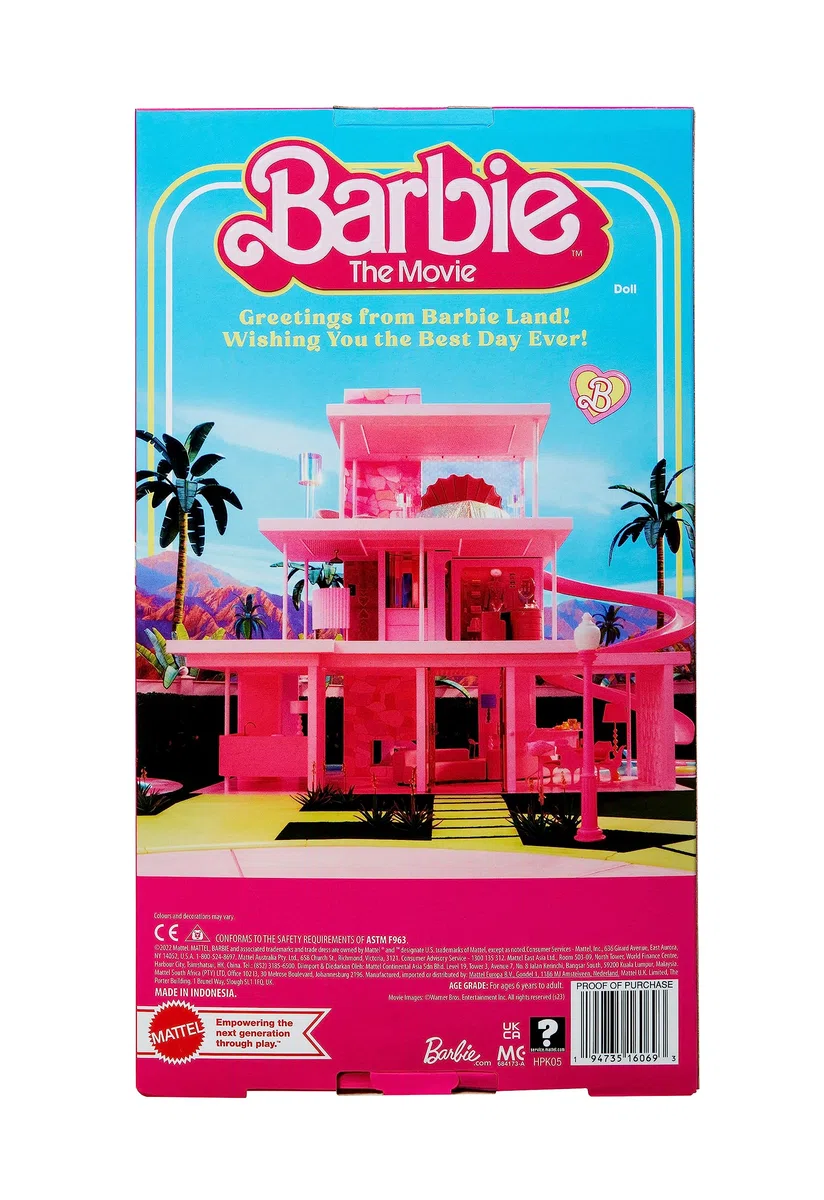Barbie Le Film Poupée Présidente Articulée avec Robe Brillante Rose Et Dorée Et Écharpe De Fonction, À Collectionner, Jouet Enfant, HPK05