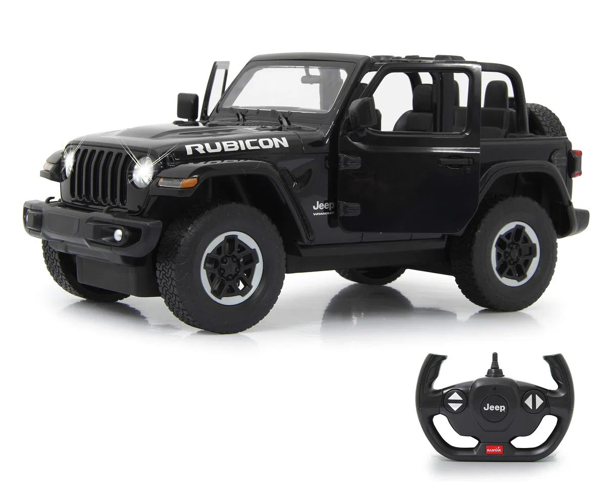 JAMARA 405180 – Jeep Wrangler JL 1:14 Porte Manuelle 2,4 GHz – sous Licence Officielle, jusqu'à 1 Heure de Conduite, Environ 11 km/h, détails Parfaitement recréés, intérieur détaillé, lumière LED,
