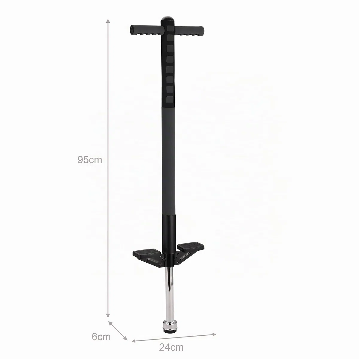 Relaxdays Pogo Stick pour Enfants, bâton Sauteur jusqu'à 35 kg, rembourré, antidérapant, INOX, Noir