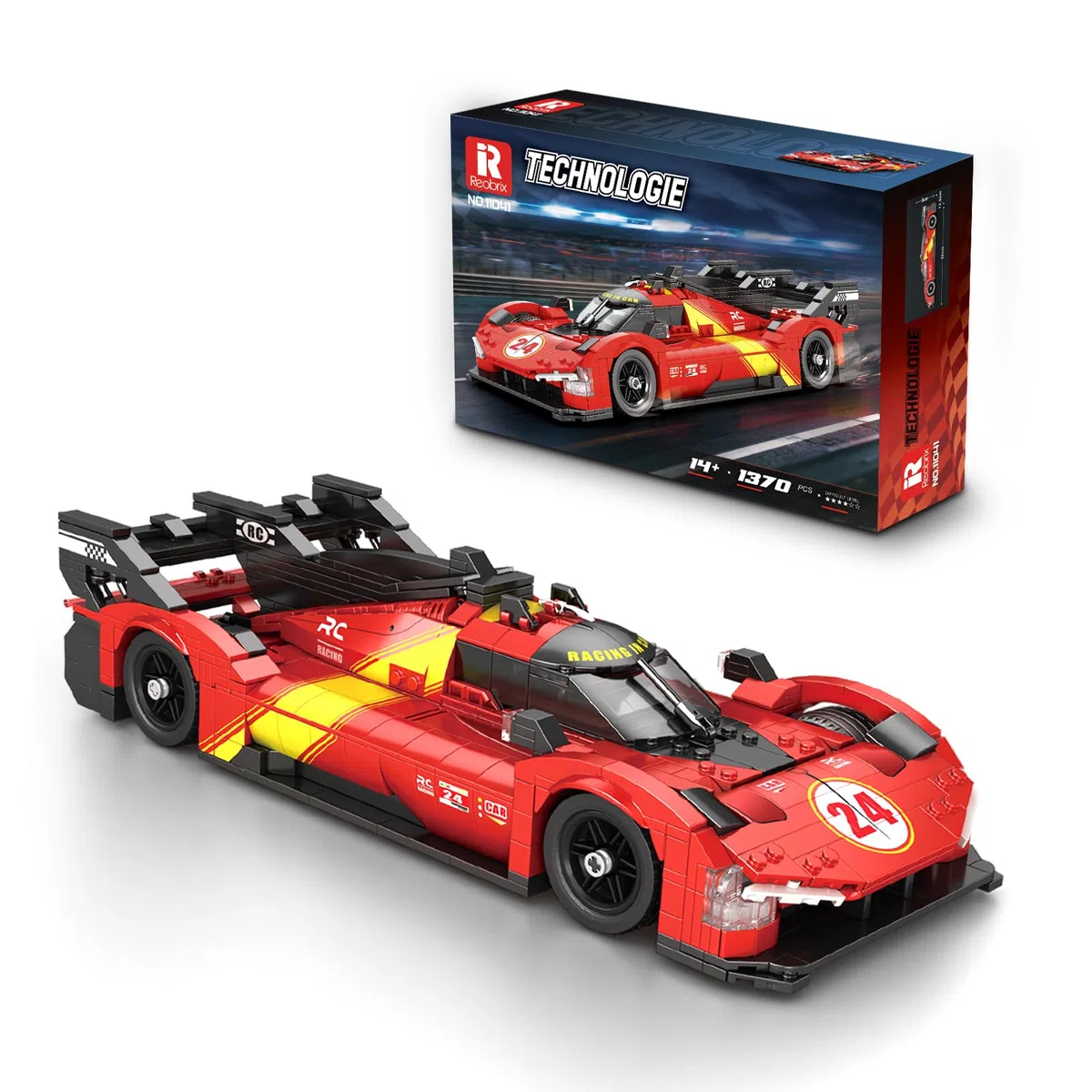 Reobrix Ensemble de Construction Supercar (1370 pièce),Modèle réduit de Voiture de Course Le Mans à l'échelle 1:16,Jeu de Construction pour Adultes, pour Les passionnés de Sport Automobile