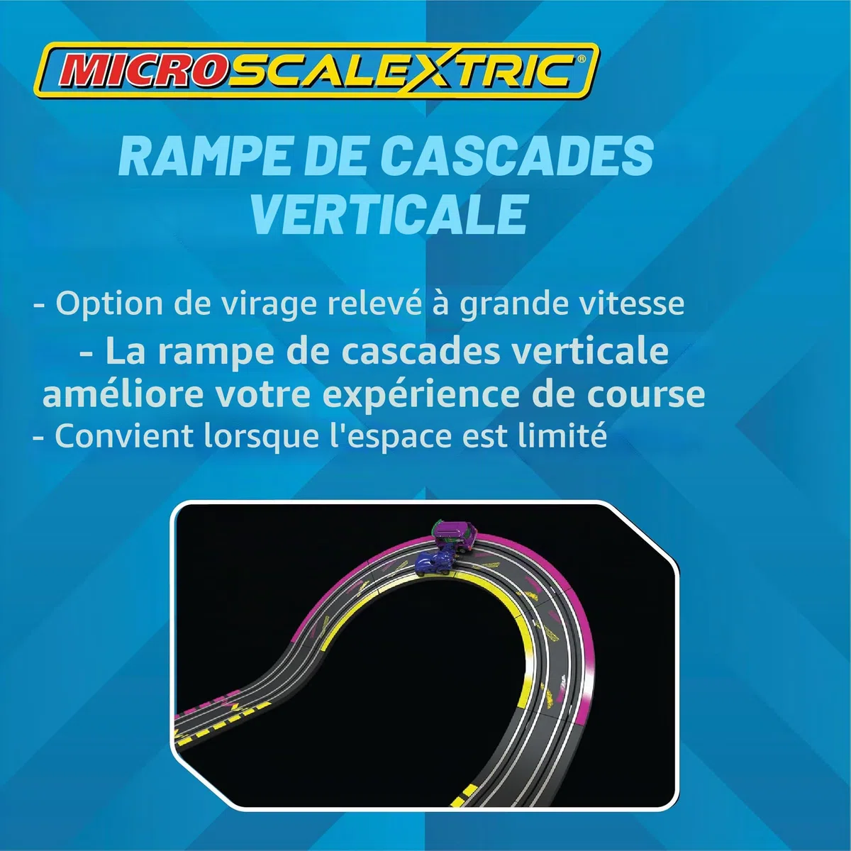 Scalextric Ensemble de piste de course micro-voiture Ensemble de construction Batwheels et Farces contre Bam Course alimentée par piles