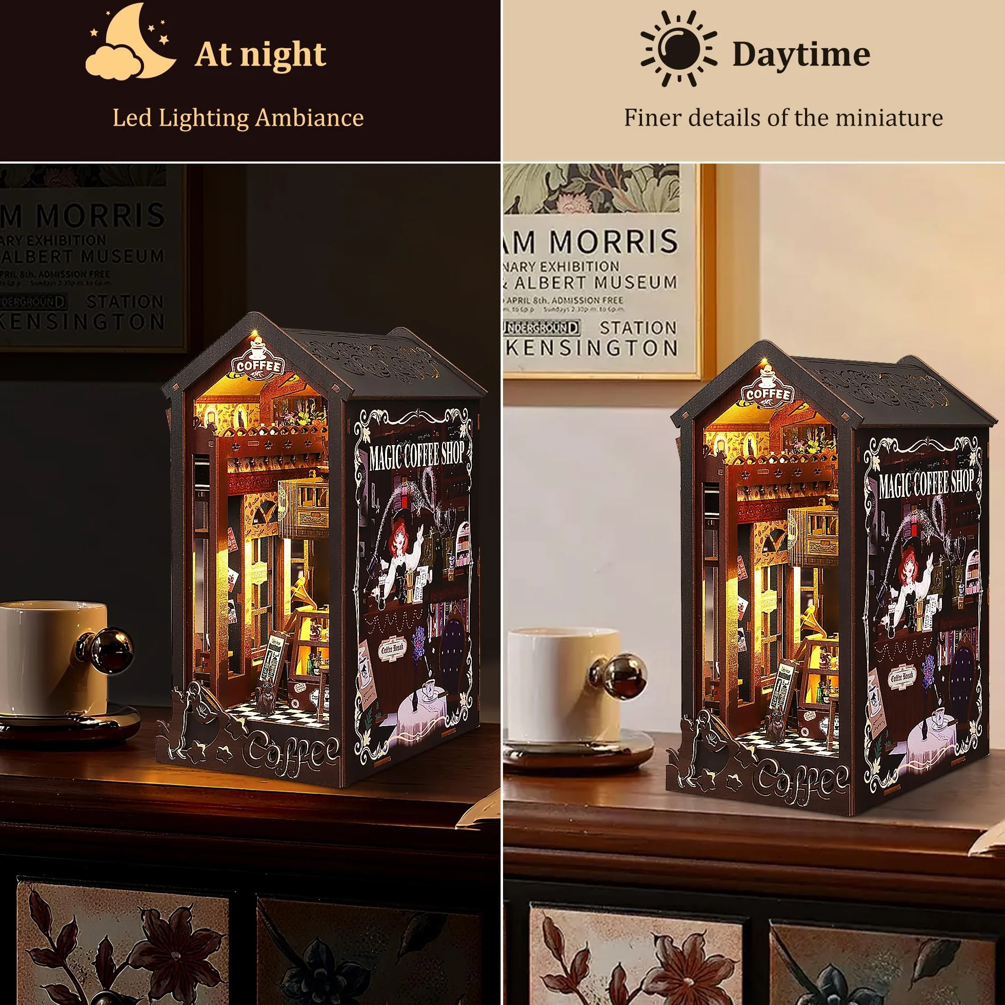Book Nook Kit pour Adultes: LUMYCE DIY Maison de Poupee Booknook Puzzle 3D en Bois - Maquette Maison Miniature a Construire Décoration avec lumière LED pour Adolescents et Adultes