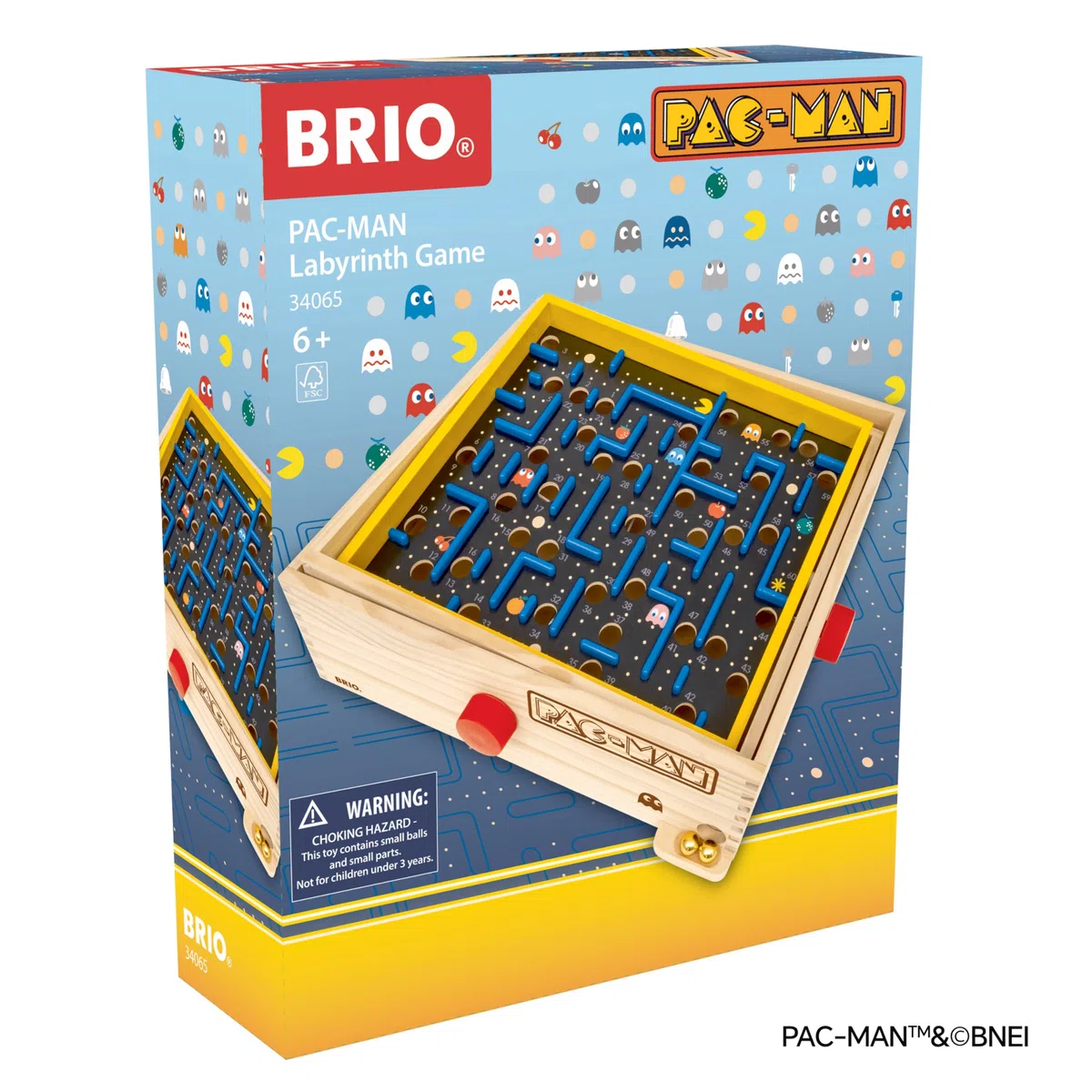 BRIO – 34065 Jeu de Labyrinthe PAC-Man - Jeu d’adresse en Bois - 1 Joueur - Développe la motricité Fine et la Coordination - sans Pile - pour Enfants et Adultes dès 6 Ans