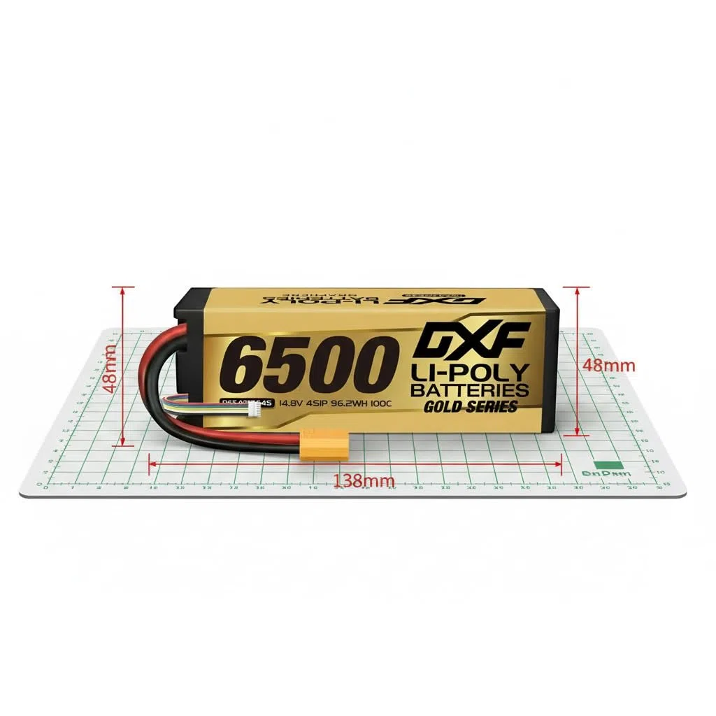 DXF Batterie LiPo 4S 6500mAh 100C 14.8V Prise XT90 Lot de 2 Boîtier Rigide pour Voiture RC 1/8 1/10 Camion Buggy Truggy Course Hobby Haute Décharge Rechargeable Polymère Lithium