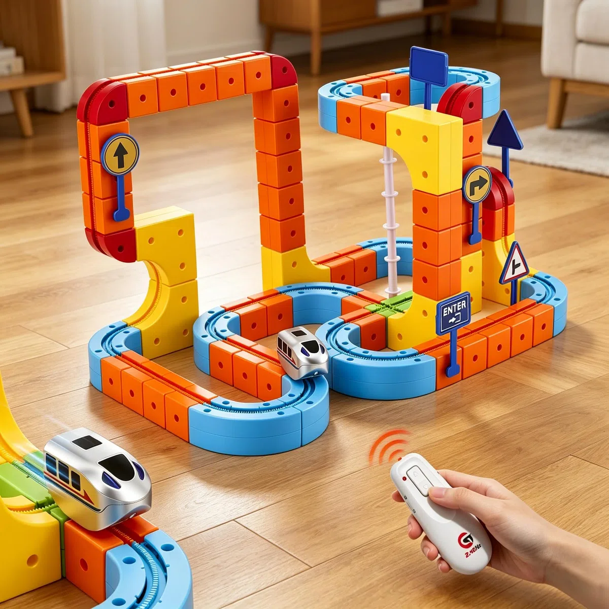 Train Électrique Enfant 149 Pièces, Cube Track 3D Anti-Gravité, DIY Construction Pistes avec Ponts et Loopings, 2 Trains (1 Télécommandé), Jouet Éducatif STEM pour Enfants 3-8 Ans