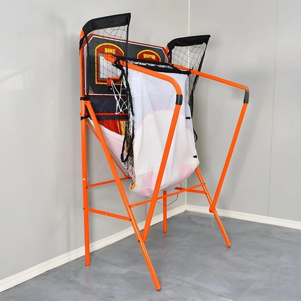 Jeu D'arcade de Basketball à Double Panier D'intérieur, Machine de Basketball électronique Pliable avec Système de Points et de Tir pour Les Amateurs de Sport et Les Familles