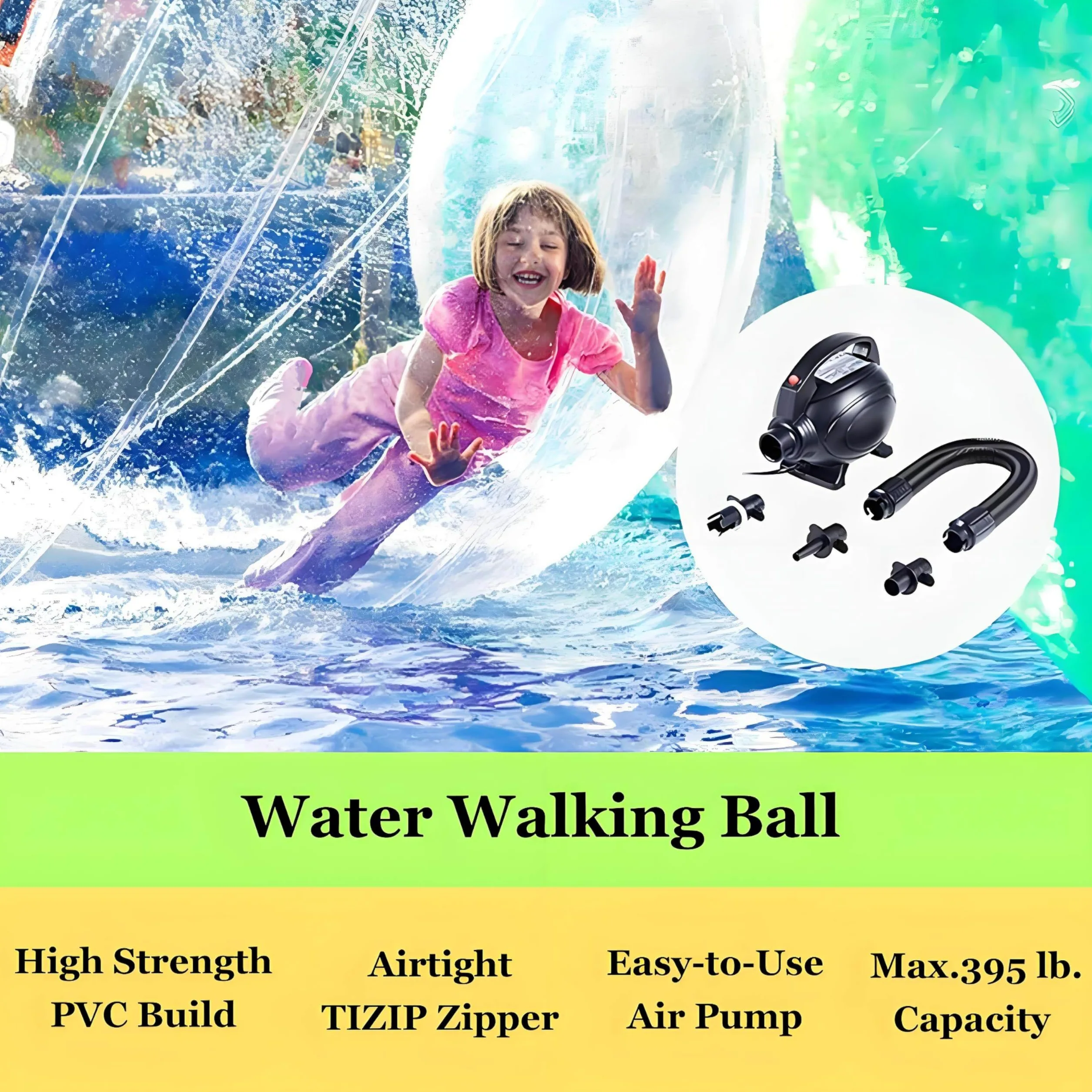 Ballon Gonflable de 1,5 à 2,5 m, en PVC, avec Fermeture éclair, pour la Plage et la Piscine, 2,2 m