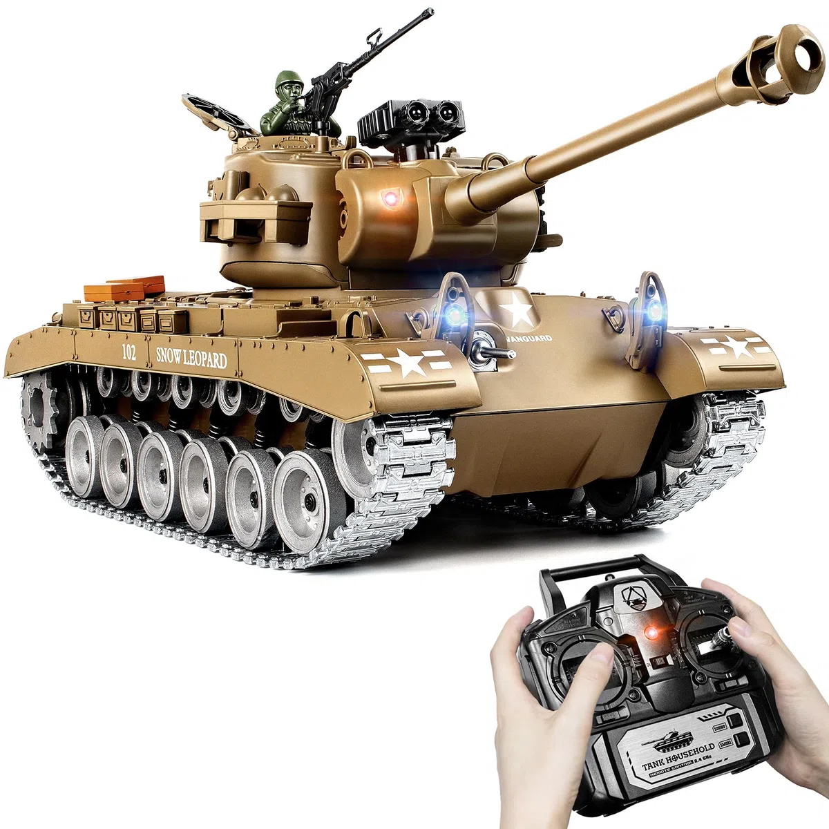 Supdex Sudex 1:18 RC Tak, 2.4Ghz US M26 Perhig Télécommande Army Tak That Shoot BBS ad Water Bom