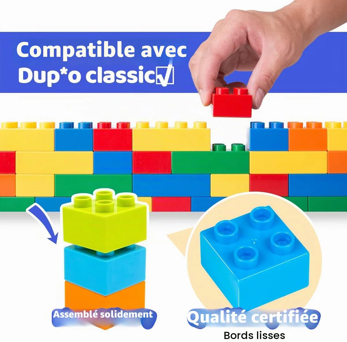 WYSWYG Grand Jeu de Blocs, Compatible, Jeu de Blocs de Base colorés, adapté aux 3-4-5 Ans, 240 Blocs