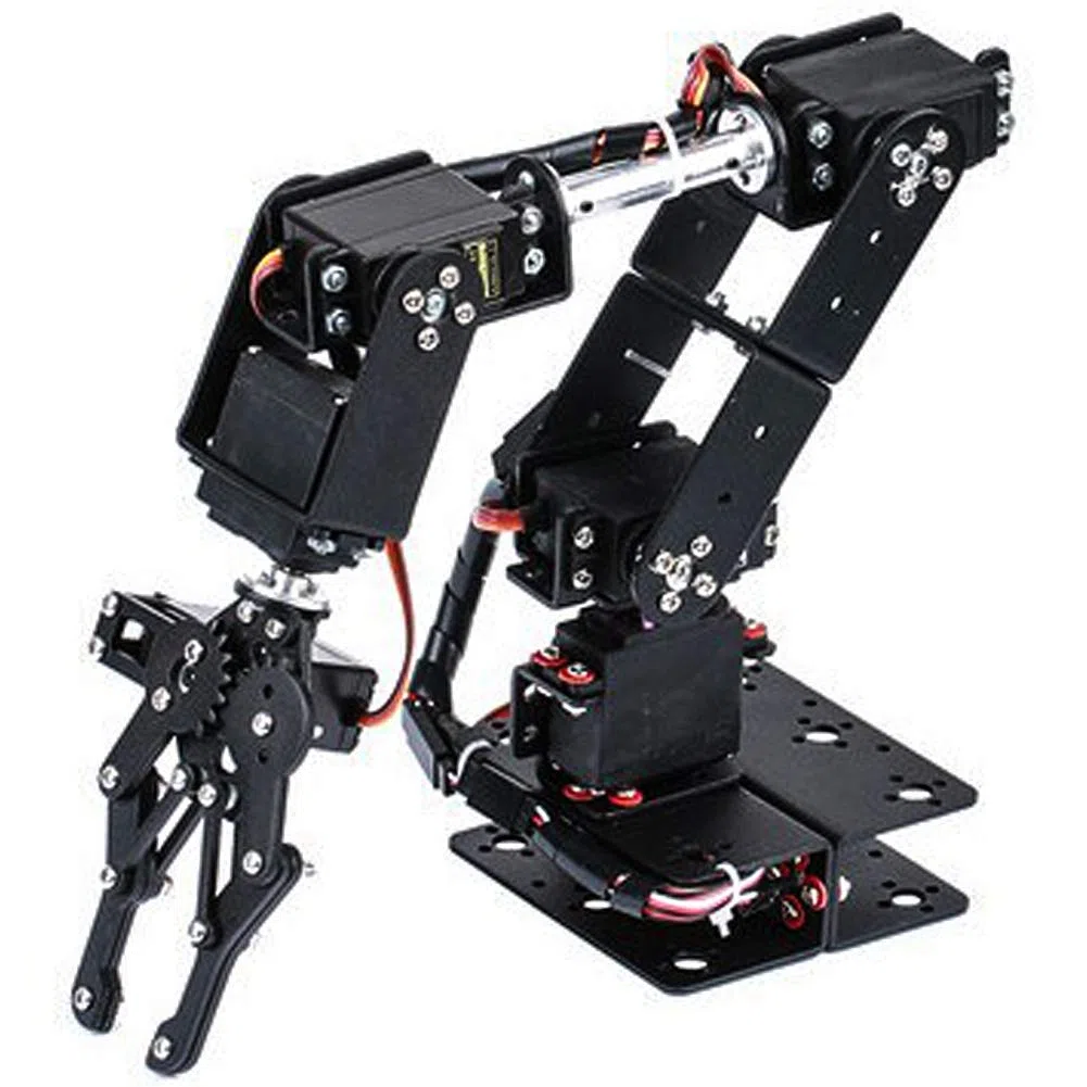 Kit de Bras Mécanique de Robot 6DOF, Pince de Programmation Robotique avec 6 Servomoteurs, Pièces de Robot Industriel de Manipulateur DOF à Angle de 180 Degrés pour l'enseignement Universitaire