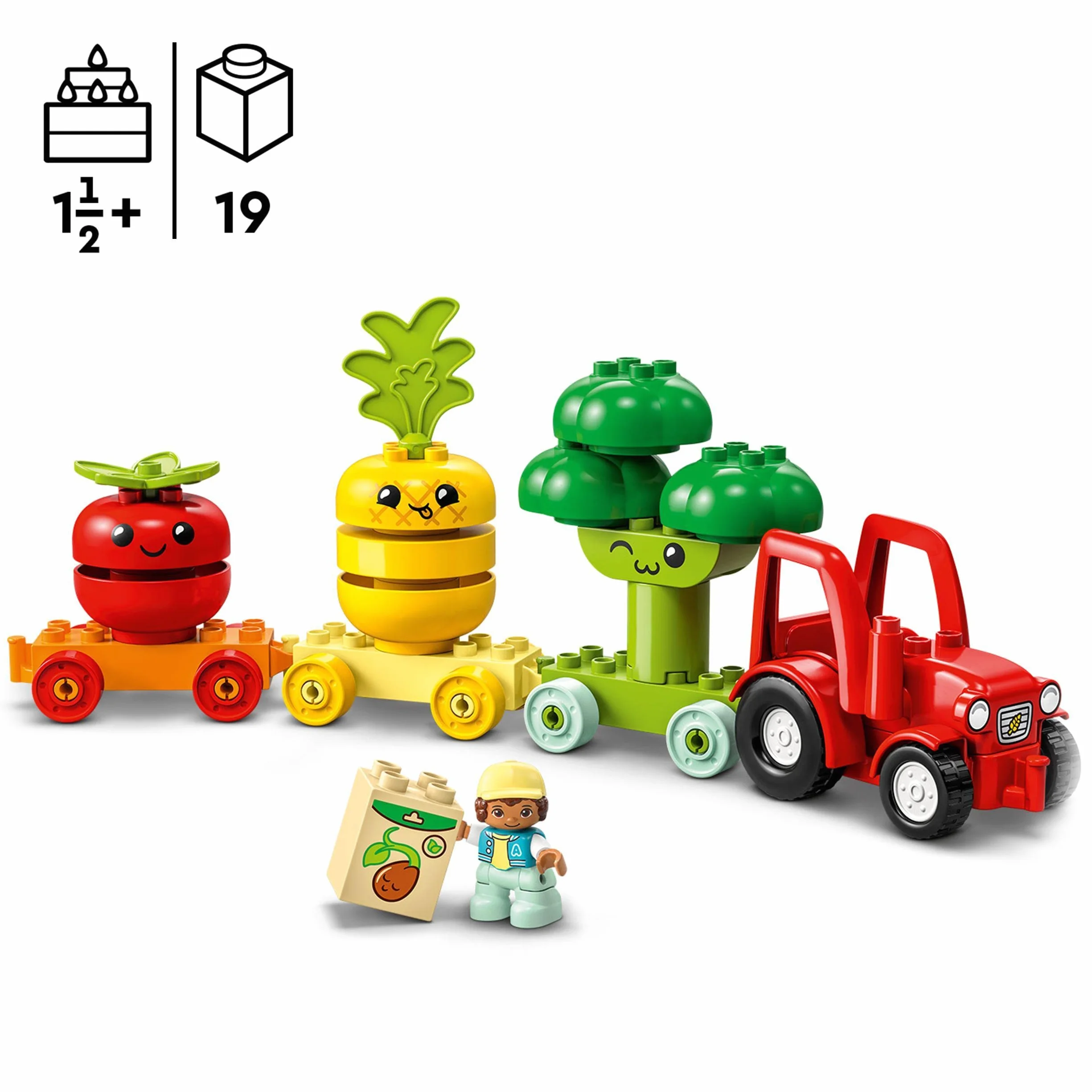 LEGO 10982 Duplo My First Le Tracteur des Fruits et Légumes, Jouet à Empiler et à Trier par Couleur pour Les Bébés et Enfants Âgés de 1,5 à 3 Ans, Jeu Éducatif