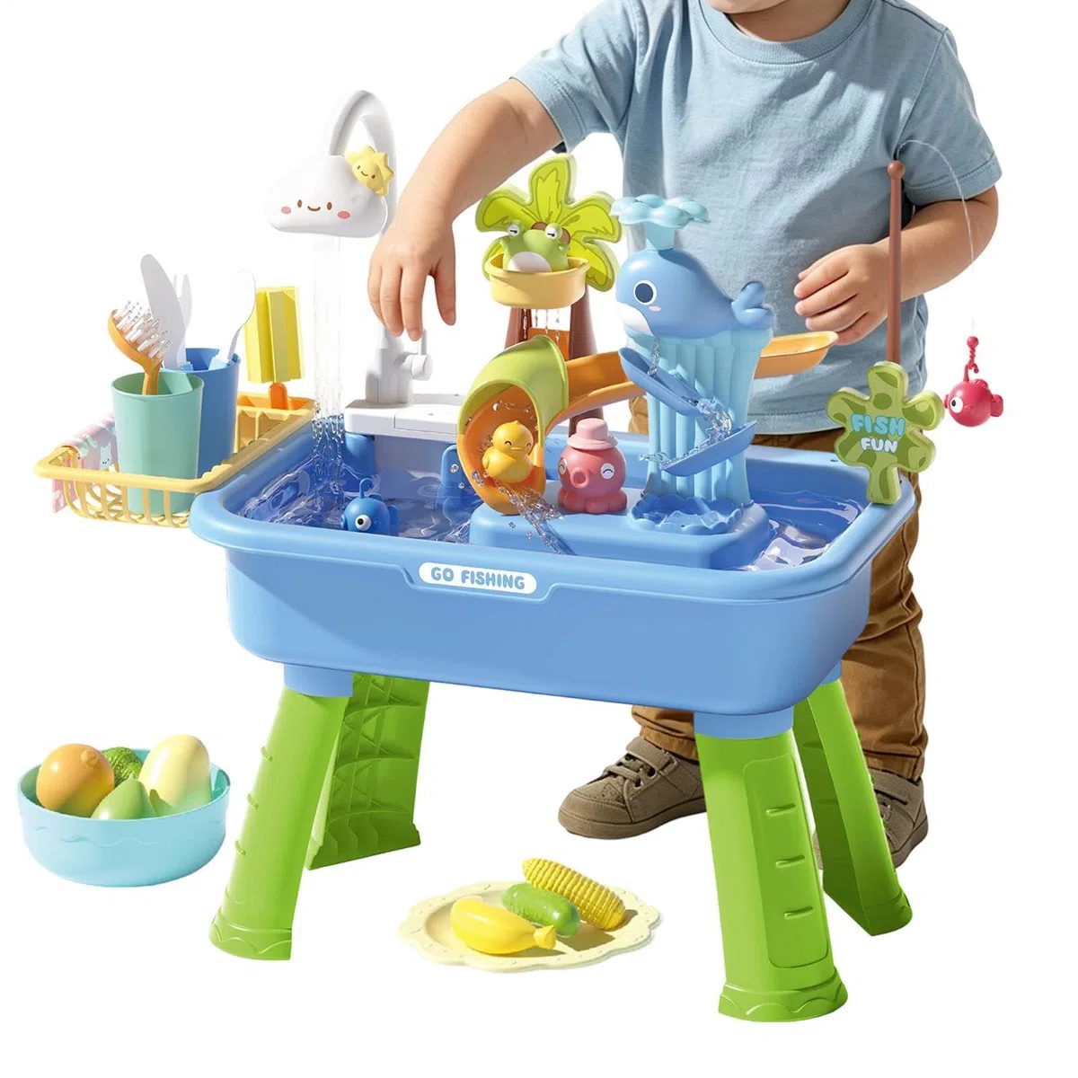 Table D'Activités Aquatiques | D'Été, Évier Cuisine | pour Garçons Filles Préscolaires Terrasse Plage Camping Maison Salle De Jeux Vacances