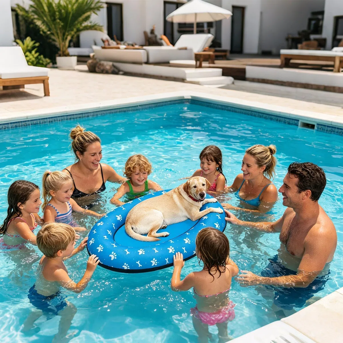 Raft pour Chien Tapis Antidérapant Gonflable | Piscine pour Chiots Pour Propriétaires de Chiens, Éducateurs, Plage Lac Rivière Jardin Parc Club