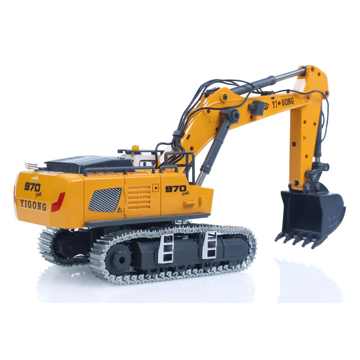 Excavatrice télécommandée K970 1/50 RC - Pelleteuse électrique - Seau métal - Son léger - Batterie RTR - Jouet ingénierie adulte jaune