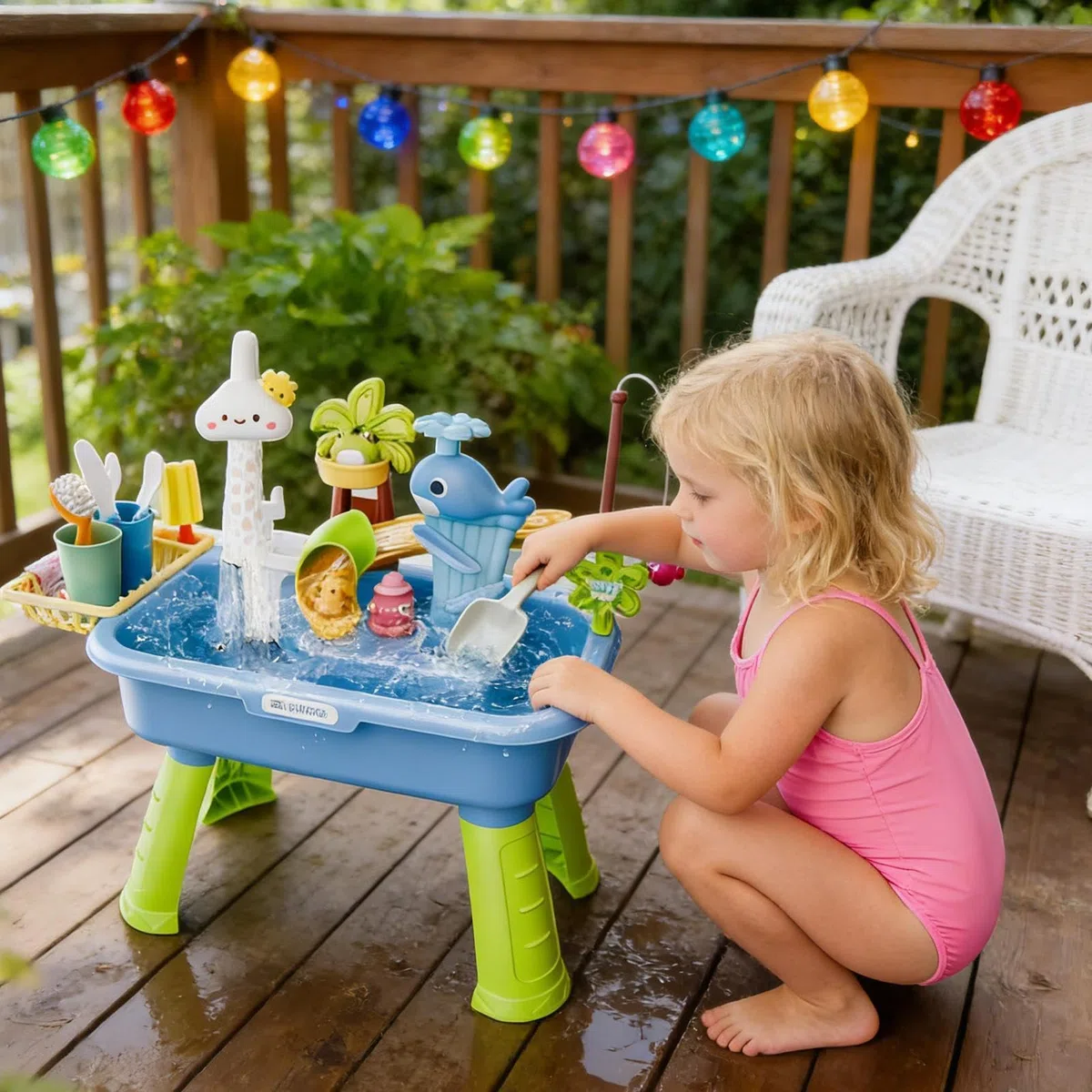Table A Eau Enfant Exterieur, Ensemble De Jeu De Pêche, Accessoires De Aquaplay Circuit Deau, Table D Activité Exterieur avec Pompe, pour Piscine, Anniversaire, Cadeau