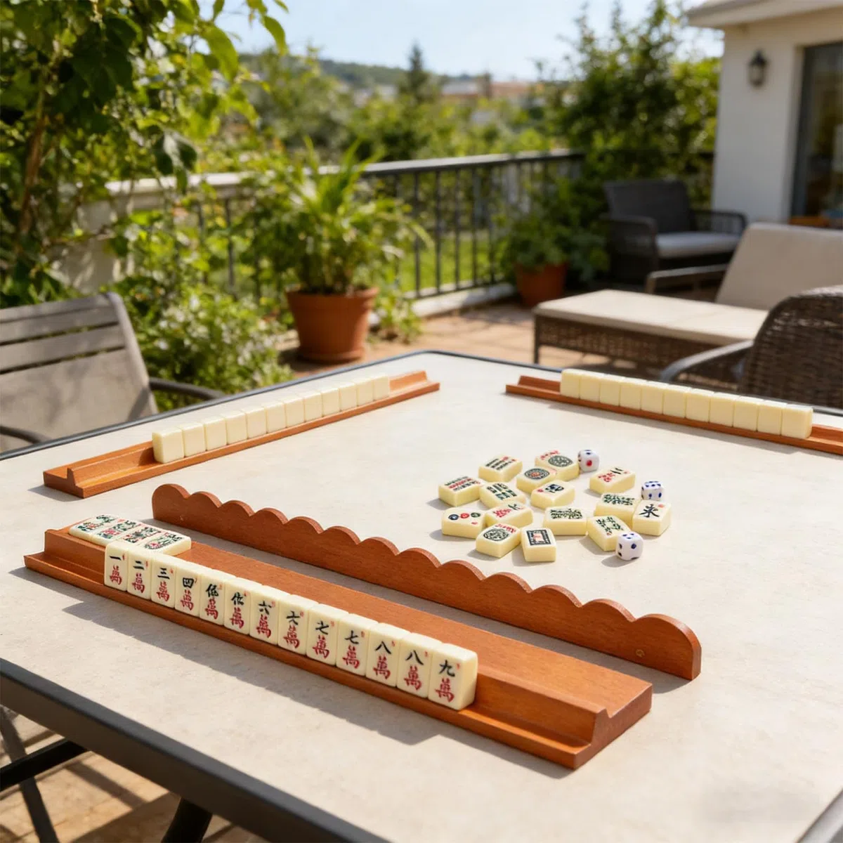 Support de Tuiles pour Mahjong - Lot de 4 Plateaux Magnétiques en Bois pour Tuiles,Racks à Mahjong | pour Parties à Domicile Débutants Voyage en Train Jeu de Noël