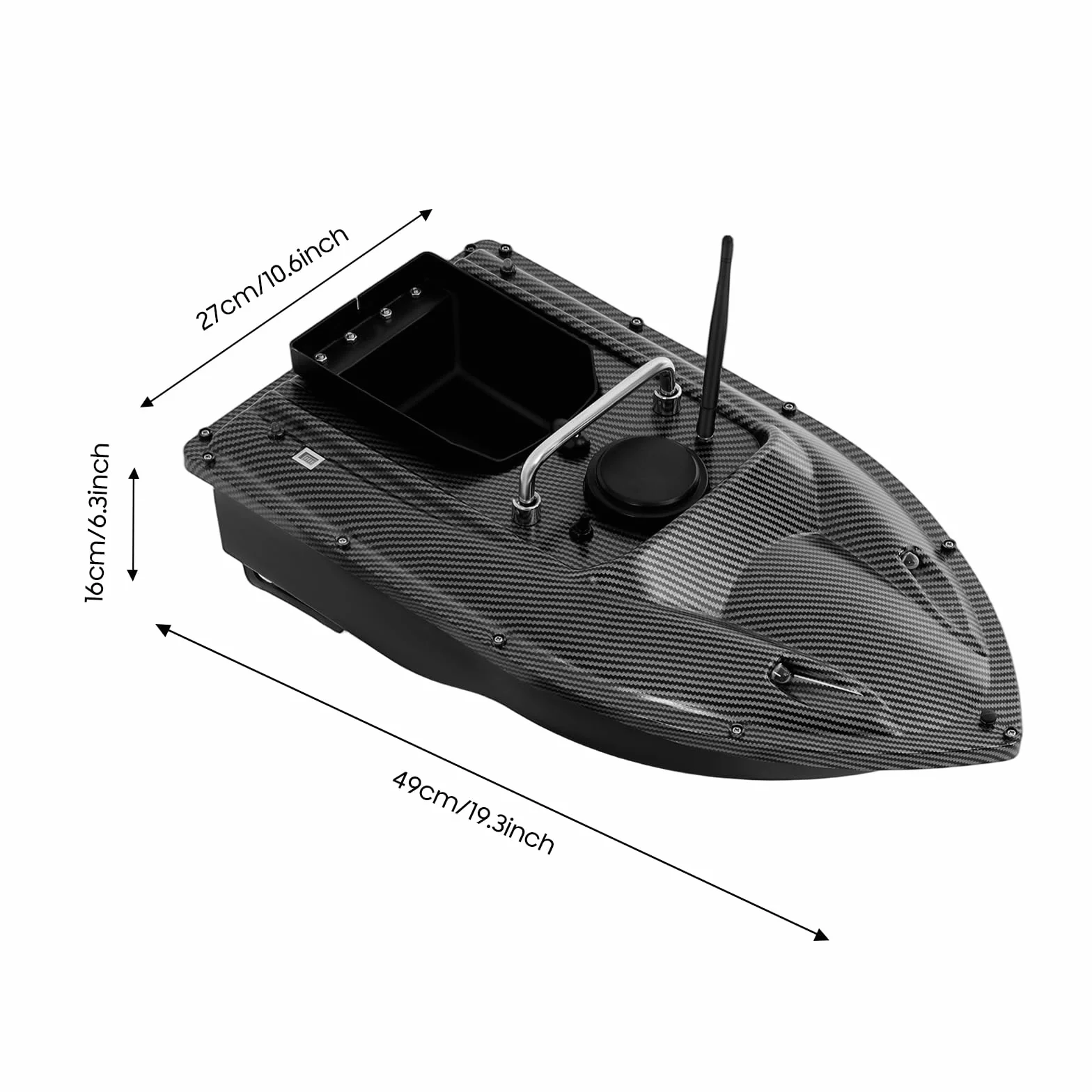Bateau d'alimentation avec lumière LED, 500 m, bateau d'appât de pêche, contrôle de la croisière, poids de charge de 1,5 kg, bateau à nourriture avec bateau d'appât pour les amateurs de pêche