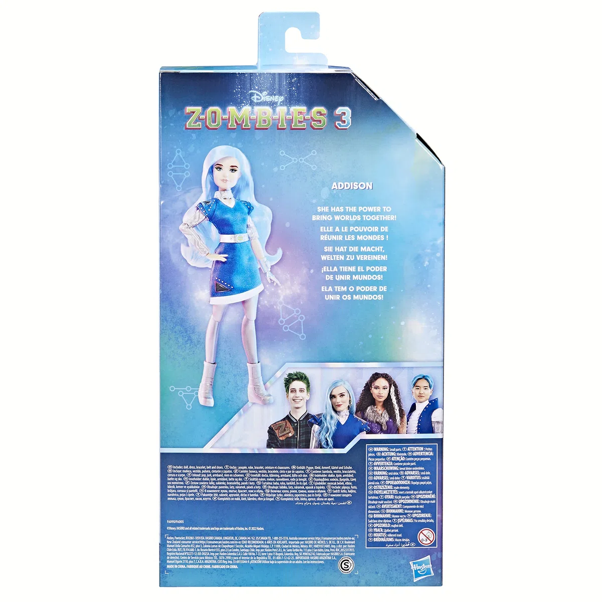 Disney Princess Zombies 3 Addison Fashion Doll Poupée 30,5 cm avec Cheveux Longs Bleus, Robe, Chaussures et Accessoires Jouet pour Enfants à partir de 6 Ans