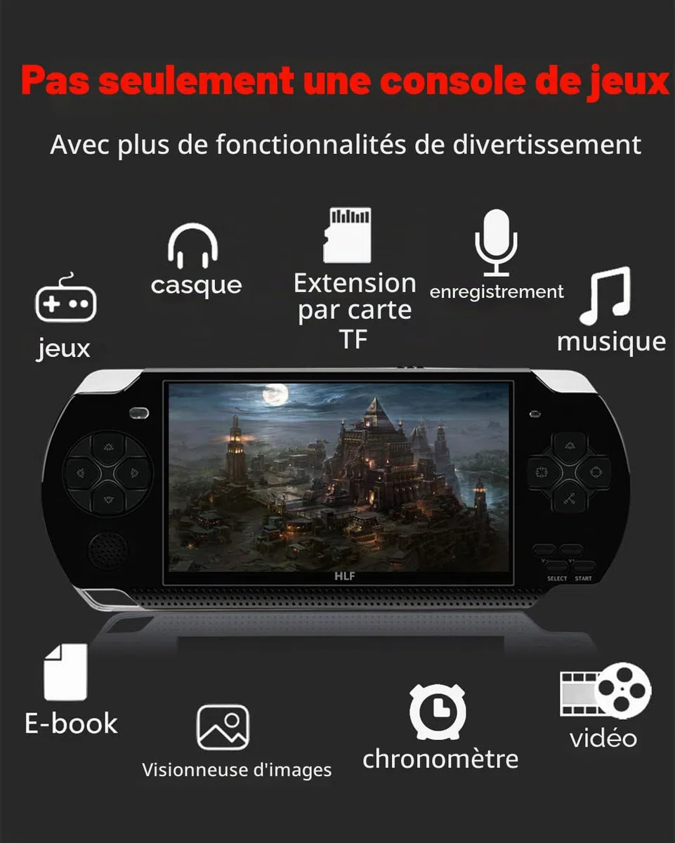 HLF 4,3 Pouces Console de Jeux Vidéo Portable Rétro Simulateurs Multiples Sauvegarde de la Progression Sortie TV pour Vidéo/Musique/E-Book Console Portable Cadeaux pour Petit ami/Enfant