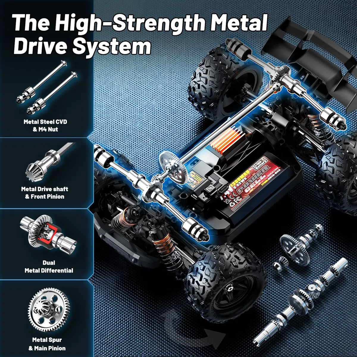 Voiture Télécommandée Adulte 1:18 2.4GHz Tout-Terrain Off-Road, Extérieur Voiture RC 4WD Haute Vitesse 36 km/h, voiture radiocommandée adulte 4x4 Étanche avec 2 Batteries Rechargeables 1300mAh