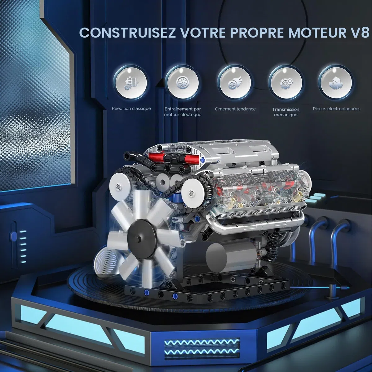 Mould King 10088 Technique V-8 Moteur modèle de Blocs, 535 pièces Moteur modèle de kit de Construction comme Un Jouet/Cadeau