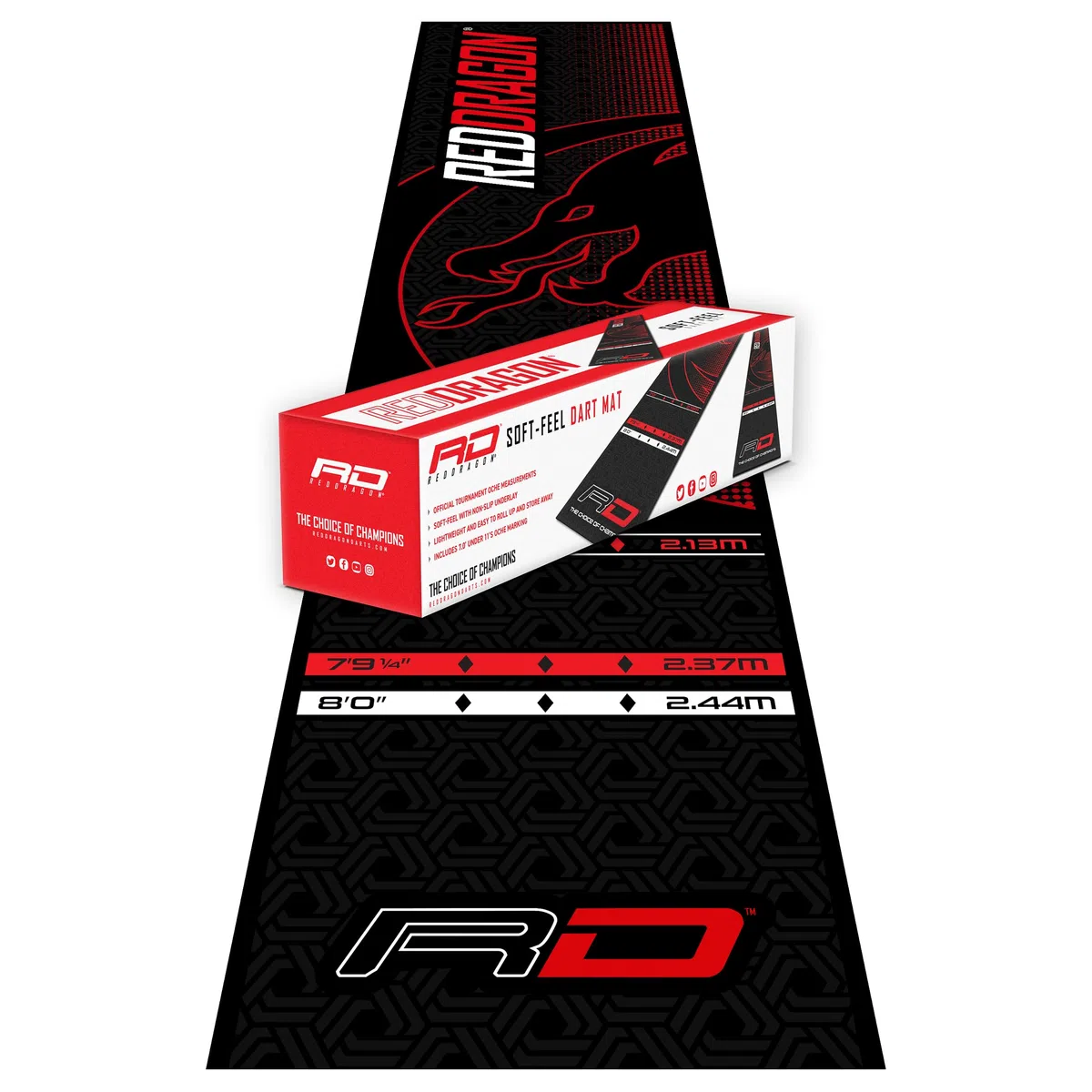 RED DRAGON Tapis de fléchettes avec ligne Oche – Mesures officielles de tournoi – Accessoires de fléchettes professionnels