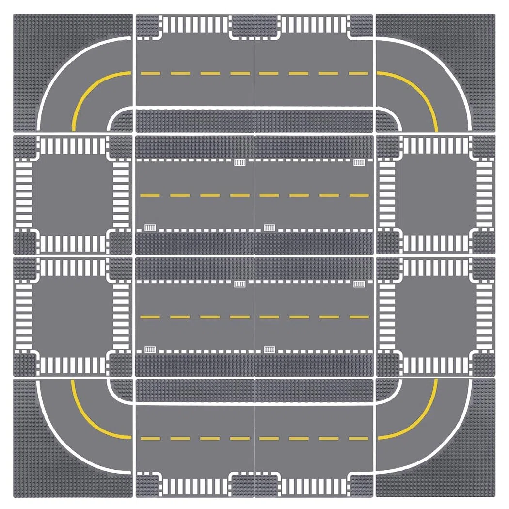 Lekebaby 16 plaques de Base pour la Ville, plaques de Route 100% compatibles avec la Plupart des Marques, 4 Courbes/ 4 jonctions en T/ 4 Droites/4 jonctions