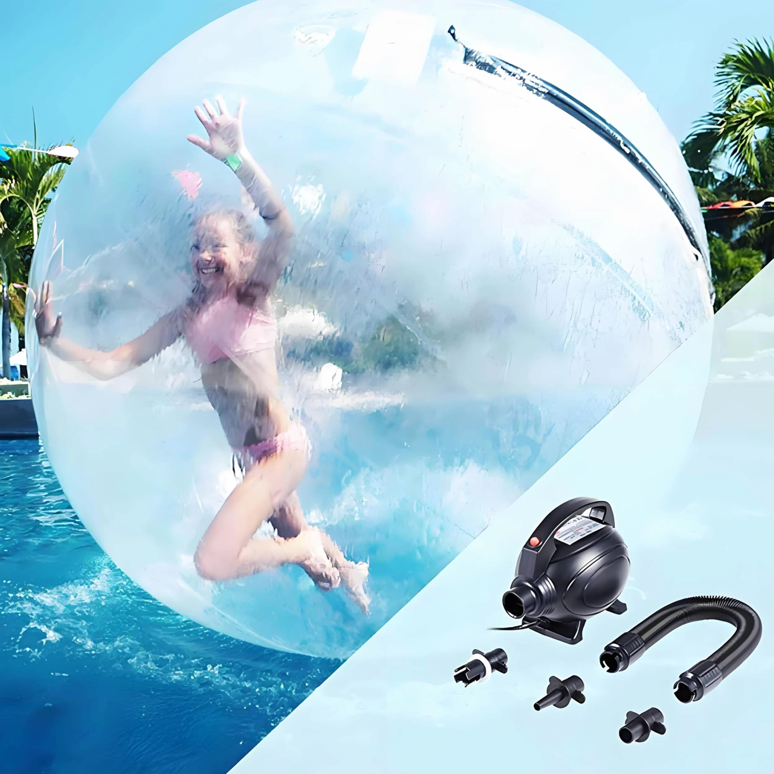 Ballon Gonflable de 1,5 à 2,5 m, en PVC, avec Fermeture éclair, pour la Plage et la Piscine, 2,2 m