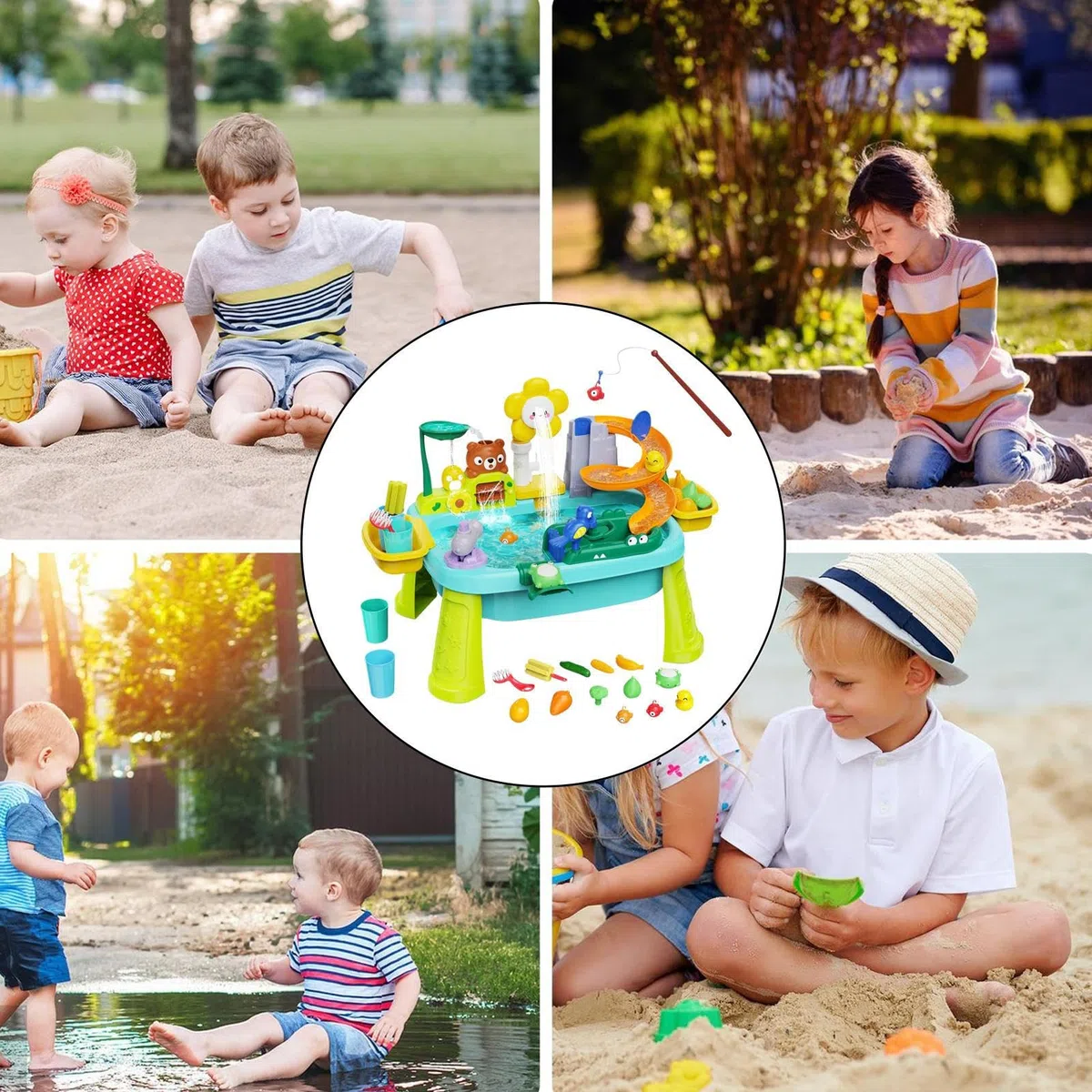 Générique Table d'eau pour Bébé,Table De Sable Et Eau pour avec Pompe Électrique - Jeu Éducatif de Pêche Sensoriel 3-8 Ans Maison Jardin Voyage Piscine