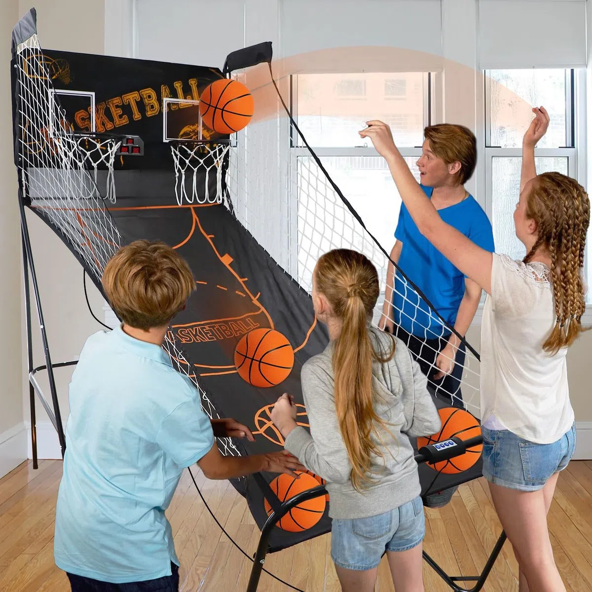 Machine de tir de basket-ball avec marquage électronique - Arceau pliable à montage rapide pour la maison et l'extérieur