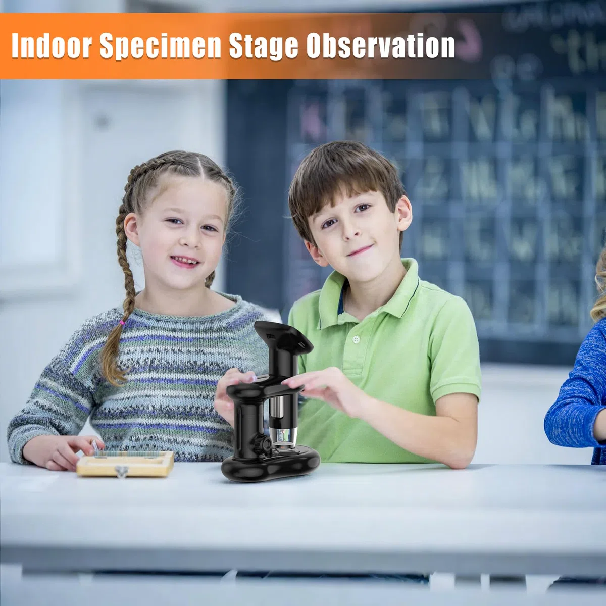 Microscope numérique pour enfants avec écran IPS de 2", HD 1080p, kit scientifique de poche pour enfants, livré avec carte SD de 32 Go