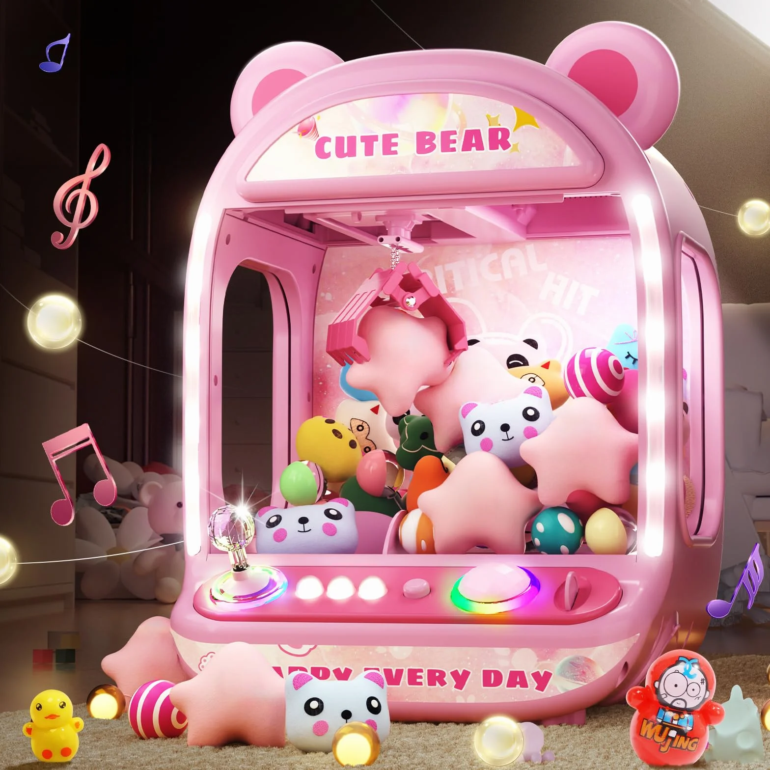 Skirfy Claw Machine pour enfants, jouets licornes pour filles de plus de 6 ans, mini machine de vente d'arcade avec Toy Candy Dispenser, jouet à griffes, cadeau