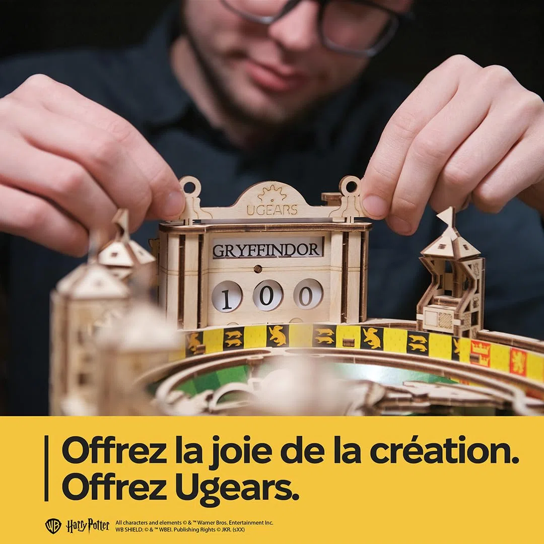 Ugears Machine Flipper Quidditch 3D Puzzle - Harry Potter Puzzles 3D en Bois pour Adultes - Kit DIY avec Flippers Fonctionnels - Kits de Modèles Mécaniques en Bois Fête des Pères - 402 Pièces