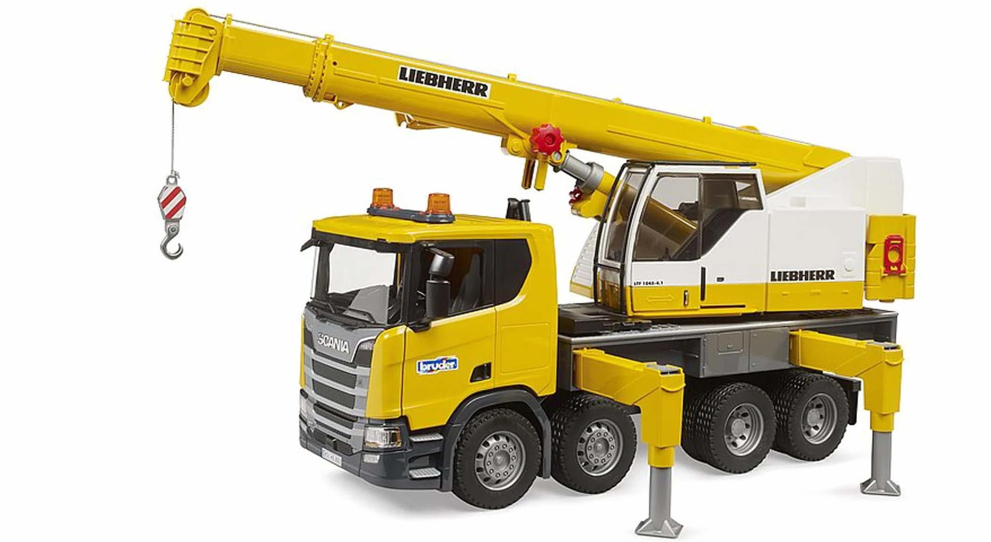 bruder 03571 - Camion Scania Super 560R équipé d'une grue Liebherr | Véhicule de chantier avec module lumineux et sonore, camion-grue, jouet à partir de 4 ans, échelle 1:16