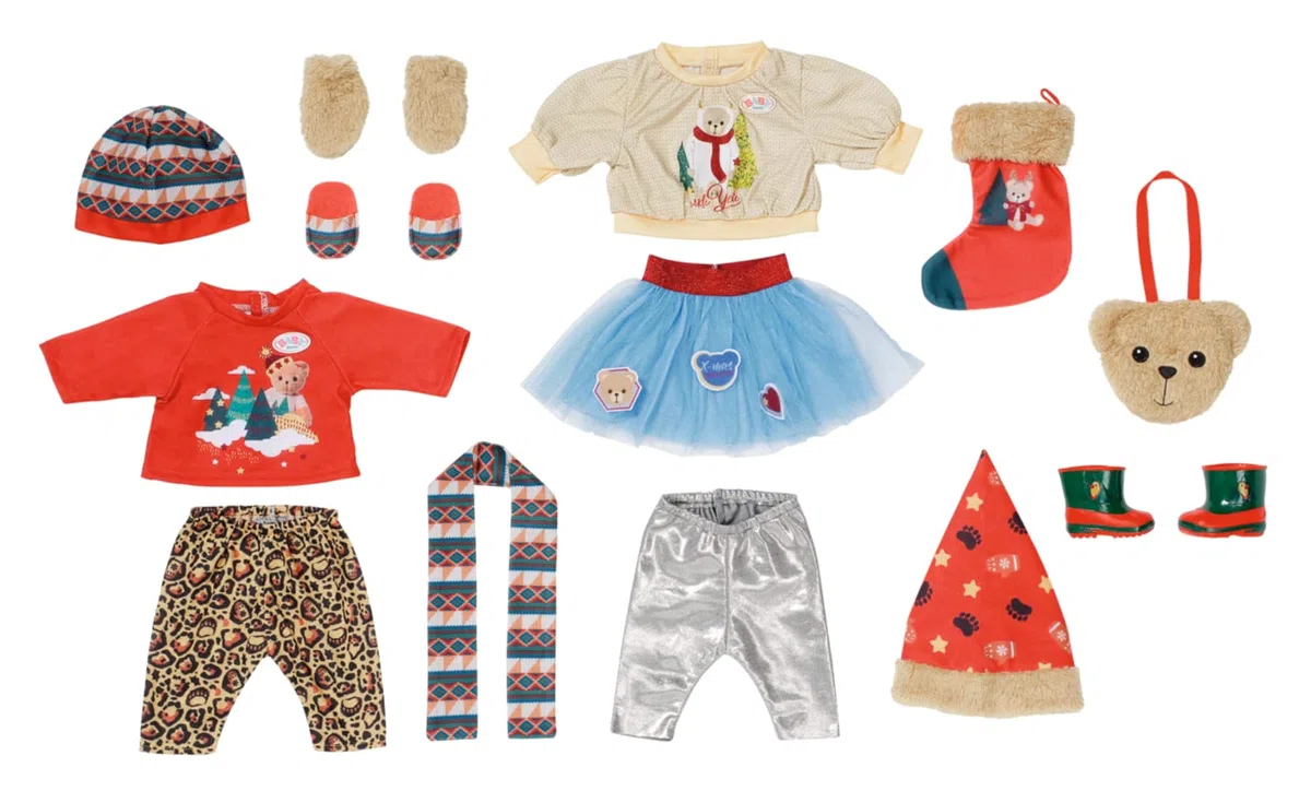 BABY born Calendrier de l'Avent 834466-24 vêtements & accessoires de haute qualité de Noël pour les poupées qui mesurent jusqu'à 43 cm – Avec 1 pull, 1 bonnet, des bottes, leggings & +, dès 3 ans