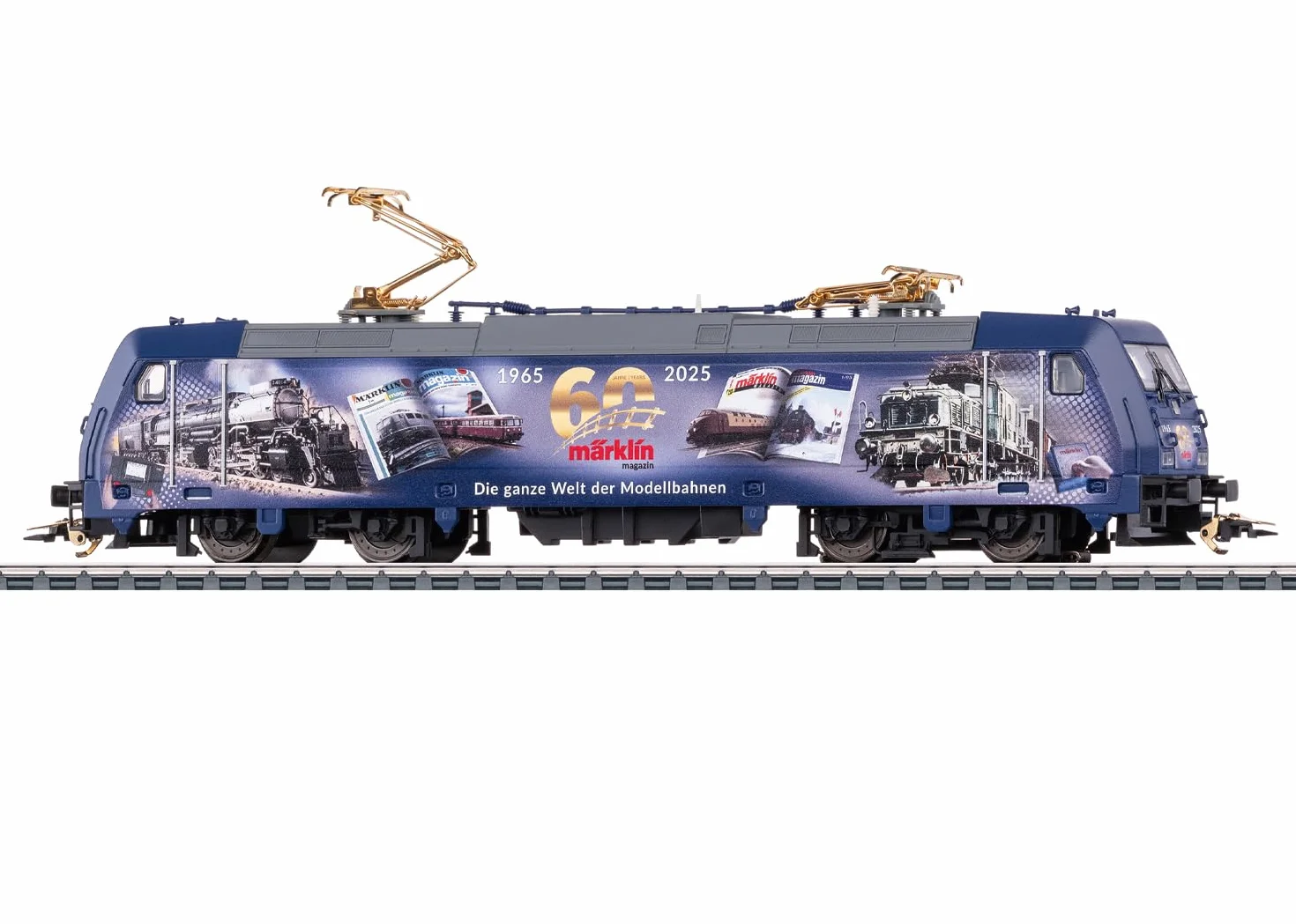 Märklin 36060 Locomotive électrique BR 185.2 - H0 AC - Décodeur numérique mfx - Son et lumière LED - Modèle Anniversaire Märklin Magazine 60 Ans - Locomotive 21,7 cm