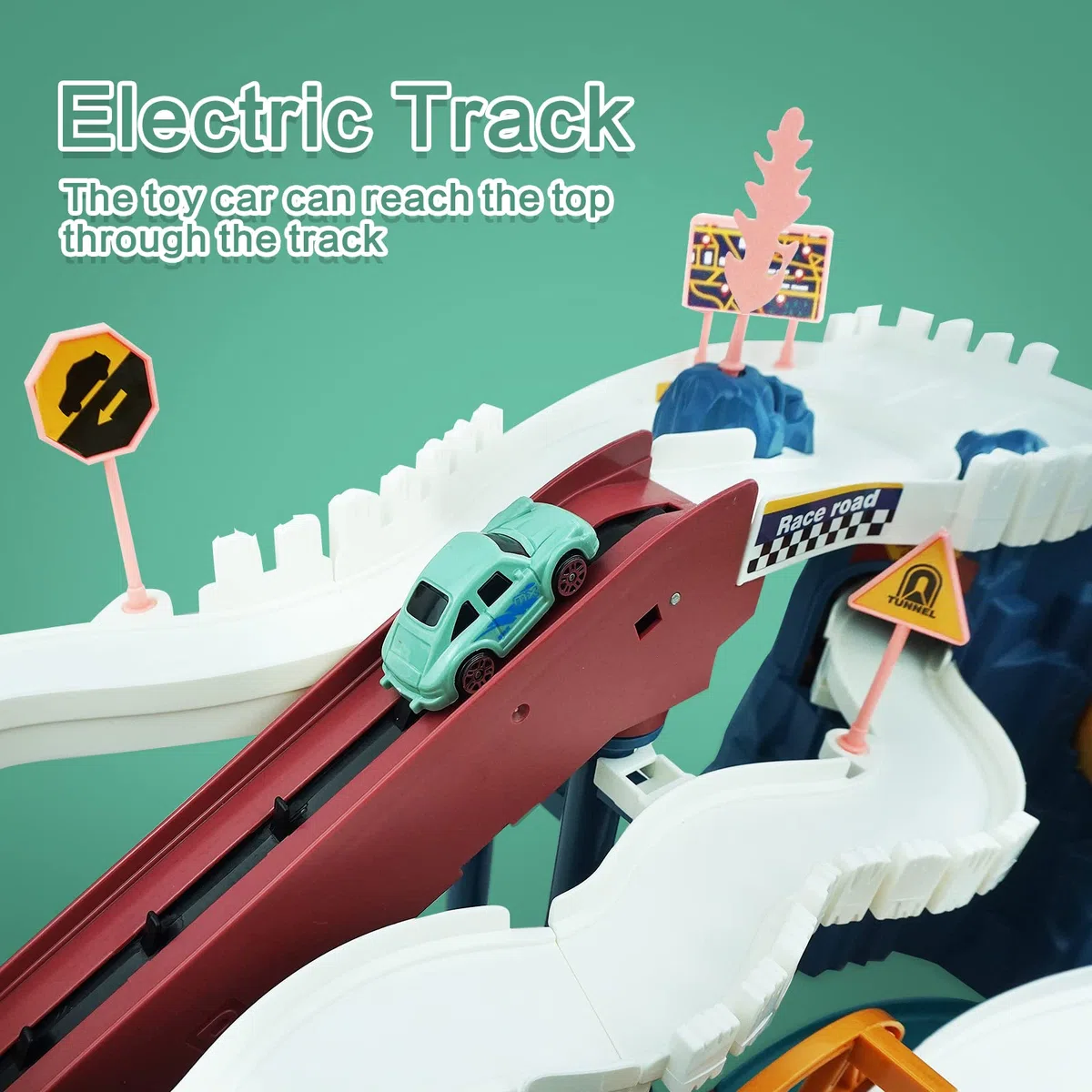 RedCrab Circuit Enfant, Dino Circuit avec 4 Voiture Jouets et Rails pour 3-14 Ans, Festival Cadeau Garçon/Fille