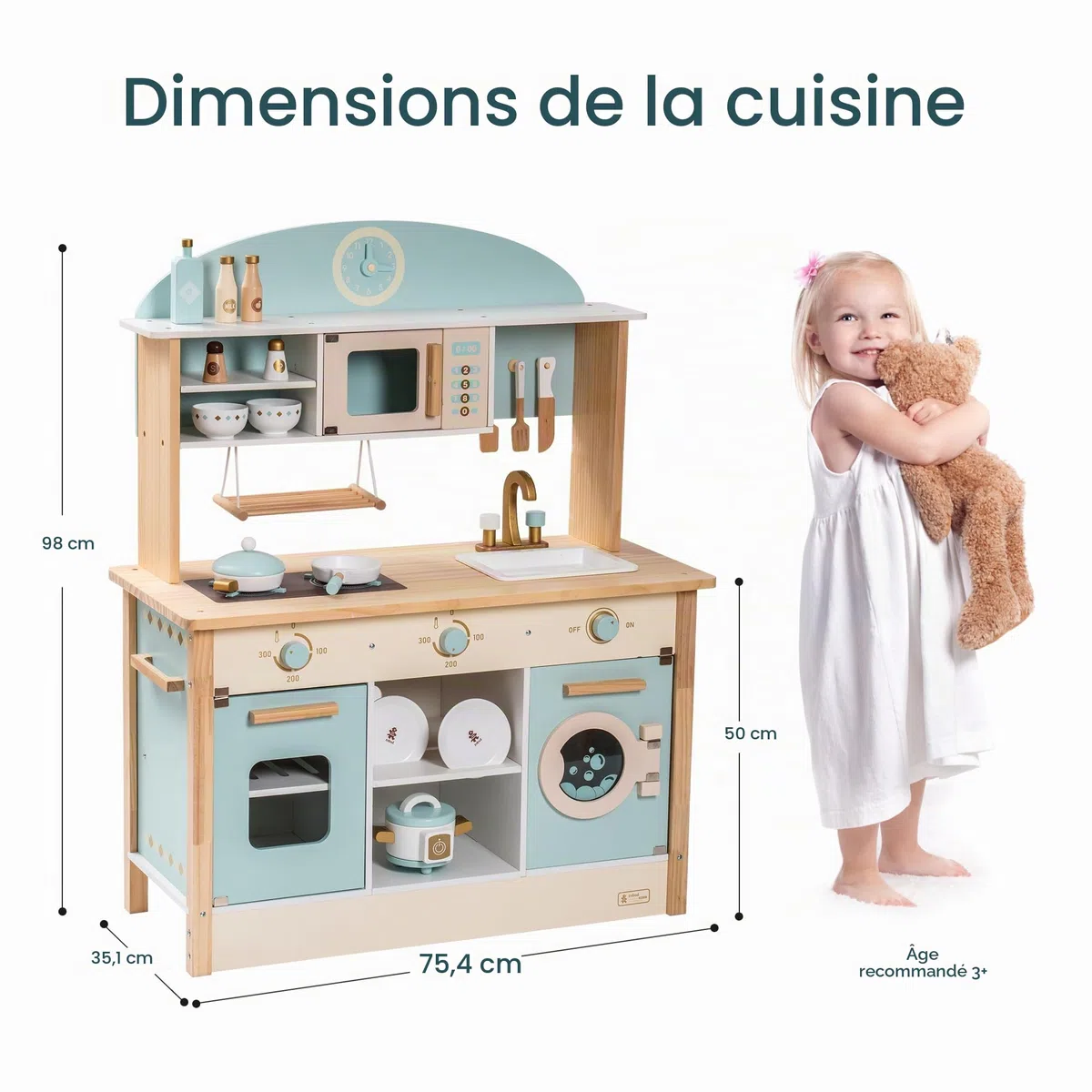 ROBUD Cuisine Enfant en Bois | Jouet De Cuisine pour Filles Et Garçons, Cuisine en Bois Enfant Jouet De Jeu De Rôle pour Enfants De 3 à 6 Ans, Garçons Filles Cadeaux