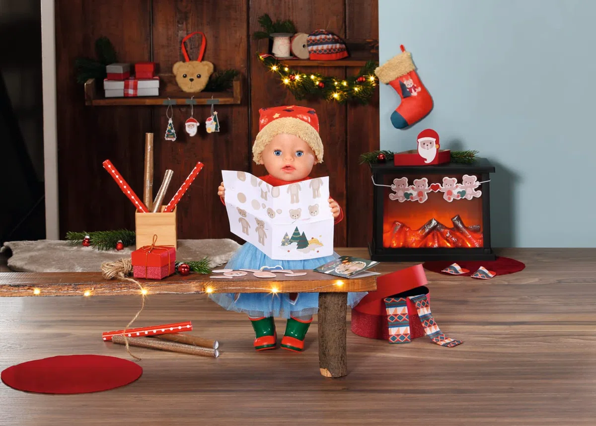 BABY born Calendrier de l'Avent 834466-24 vêtements & accessoires de haute qualité de Noël pour les poupées qui mesurent jusqu'à 43 cm – Avec 1 pull, 1 bonnet, des bottes, leggings & +, dès 3 ans