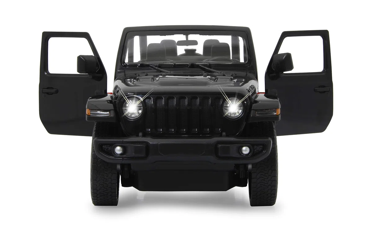 JAMARA 405180 – Jeep Wrangler JL 1:14 Porte Manuelle 2,4 GHz – sous Licence Officielle, jusqu'à 1 Heure de Conduite, Environ 11 km/h, détails Parfaitement recréés, intérieur détaillé, lumière LED,