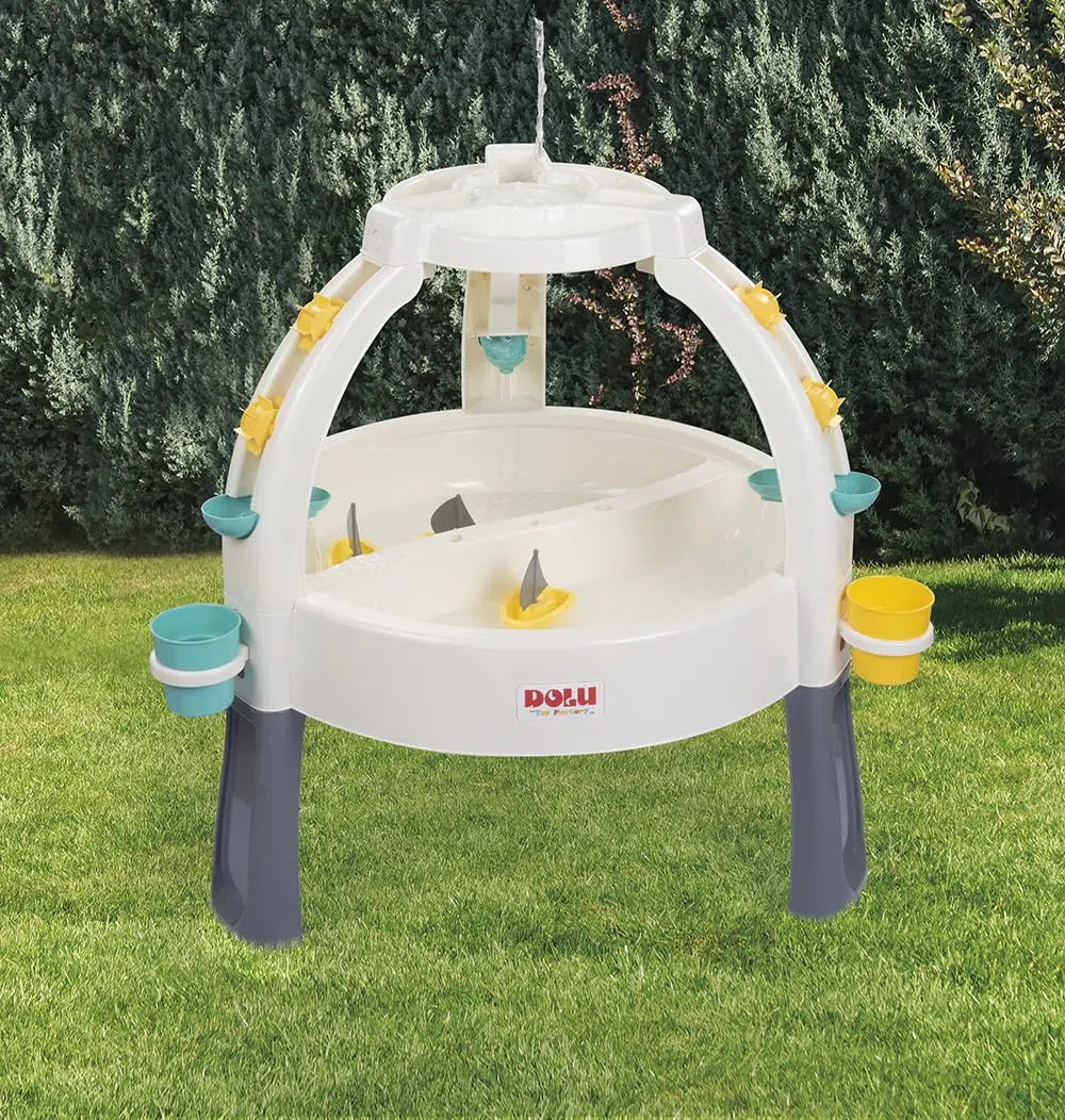 DOLU Table à Sable et à Eau Amusante pour Enfants, Table d'activités pour Jeux d'eau et de Sable, Blanc/Gris, à partir de 24 Mois, 82 x 98 x 98 cm