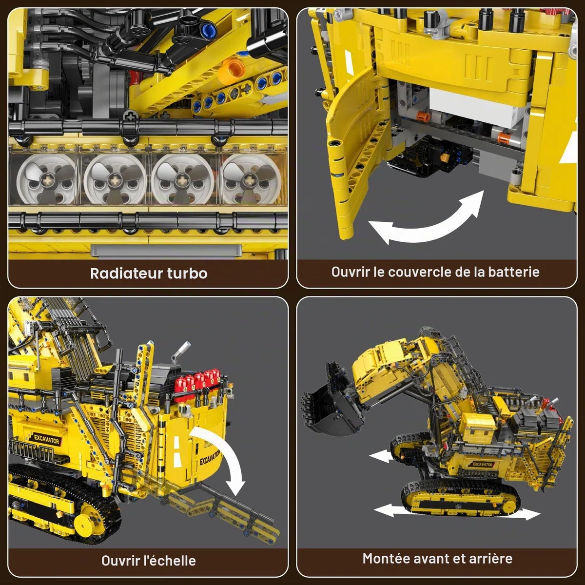 Mould King 17070 Technologie Télécommande Excavatrice Kit Excavatrice Avec Moteur Excavatrice Sur Chenilles Bloc De Construction Grue Clip Block Cadeaux Jouets Pour Adultes Et Adolescents(4767 Pièces)