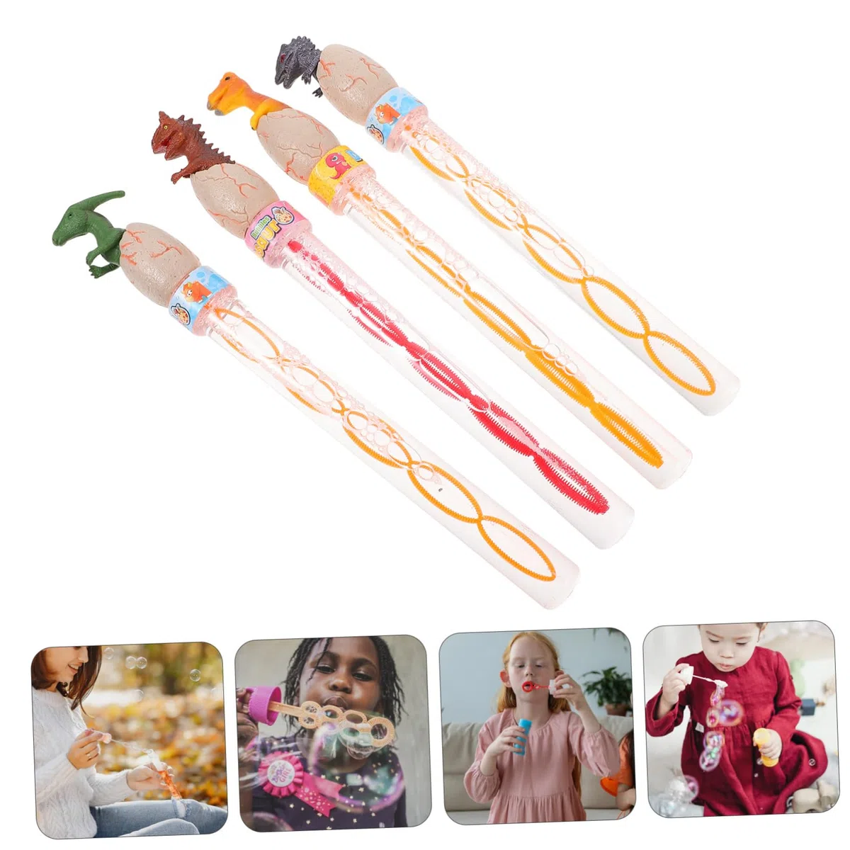Bâtonnets à Bulles Dessin Animé 34cm, 4 Pièces en Plastique