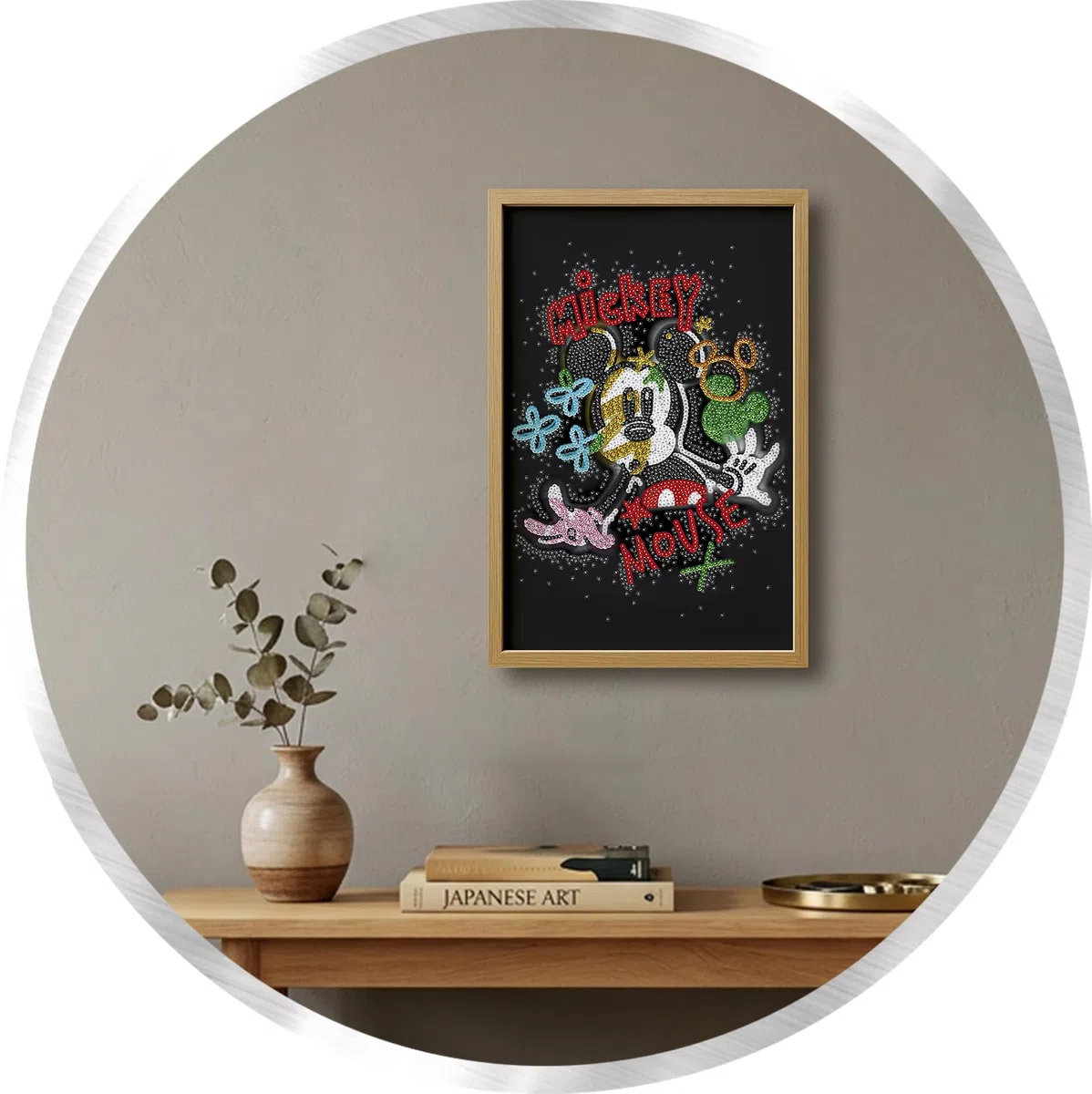 Lansay - Sequins XXL Disney Mickey Pop Art - Cadre en Bois - Dès 14 Ans