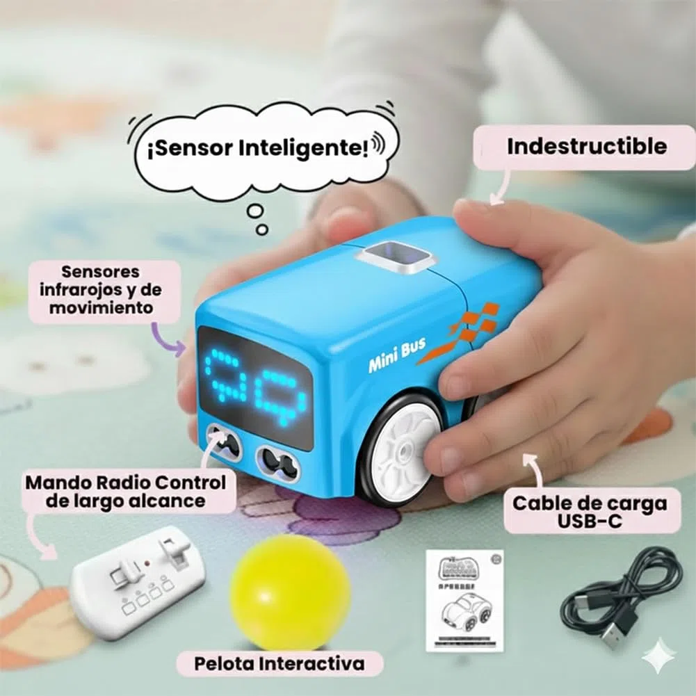 Magic Mini Rc Bus, 2026 Upgraded RC Remote Control Sensor Car, Magic Mini Bus Smart RCS Toy, Gestures Follow Small Vehicle Automatic Avoidance Patrol Line Driving Desktop Toy Car (White)