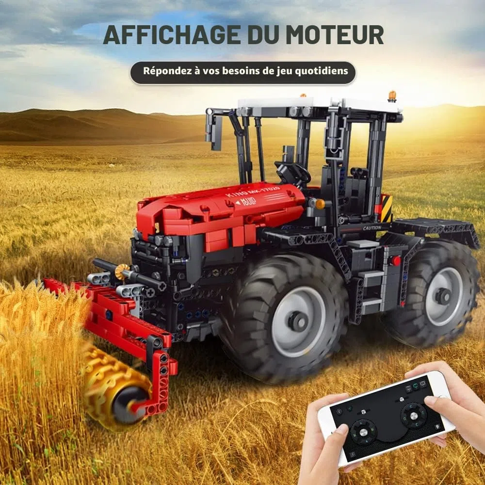 Mould King 17020 Technique 4 en 1 Télécommandés Blocs de serrage Tracteur avec 4 moteurs STEM Kit de modélisation pour les amateurs de machines agricoles (2716 pièces)