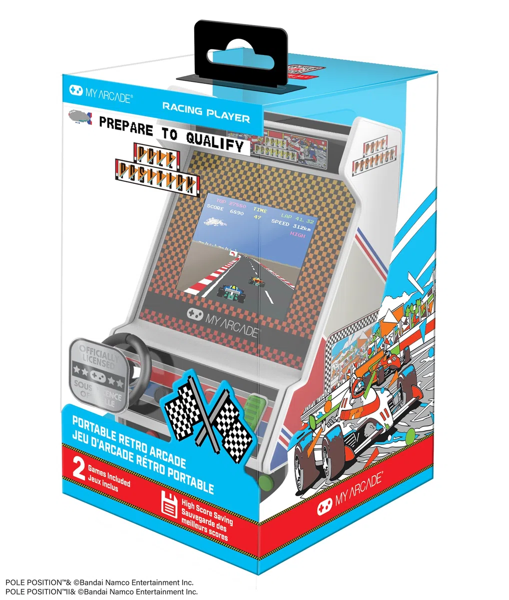 My Arcade Pole Position Racing Player: Retro Mini Arcade Game Console avec 2 Jeux, Real Racing Controls Full Color Screen
