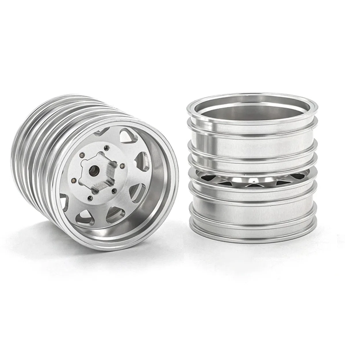 RC Pneus Jante Compatible avec Tamiya 1/14 RC Camion Benne Voiture 1 Paire en Alliage D'aluminium Avant Arrière CNC Roues Métal Jante Accessoires De