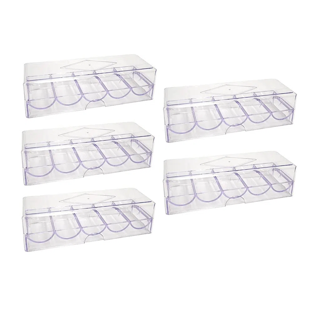Rack à jetons de poker en acrylique transparent avec couvercle, pour 100 jetons chacun
