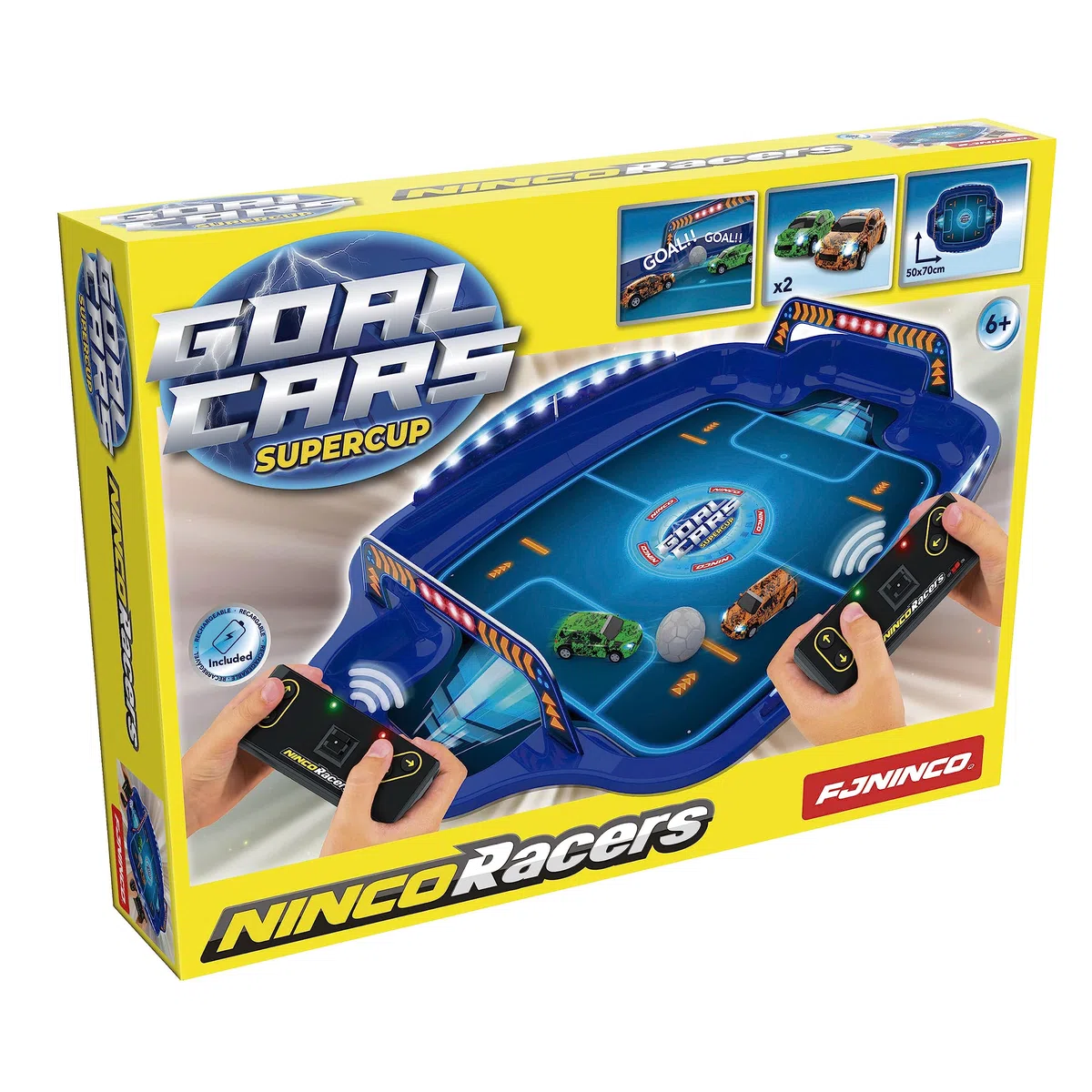 Ninco - GoalCars Supercup | Terrain de Football avec RC Voitures | Voitures télécommandées pour Enfants | Set de Jeu avec Voitures & Ballon | Jeu de Voitures pour Enfants à partir de 6 Ans (NH93181)